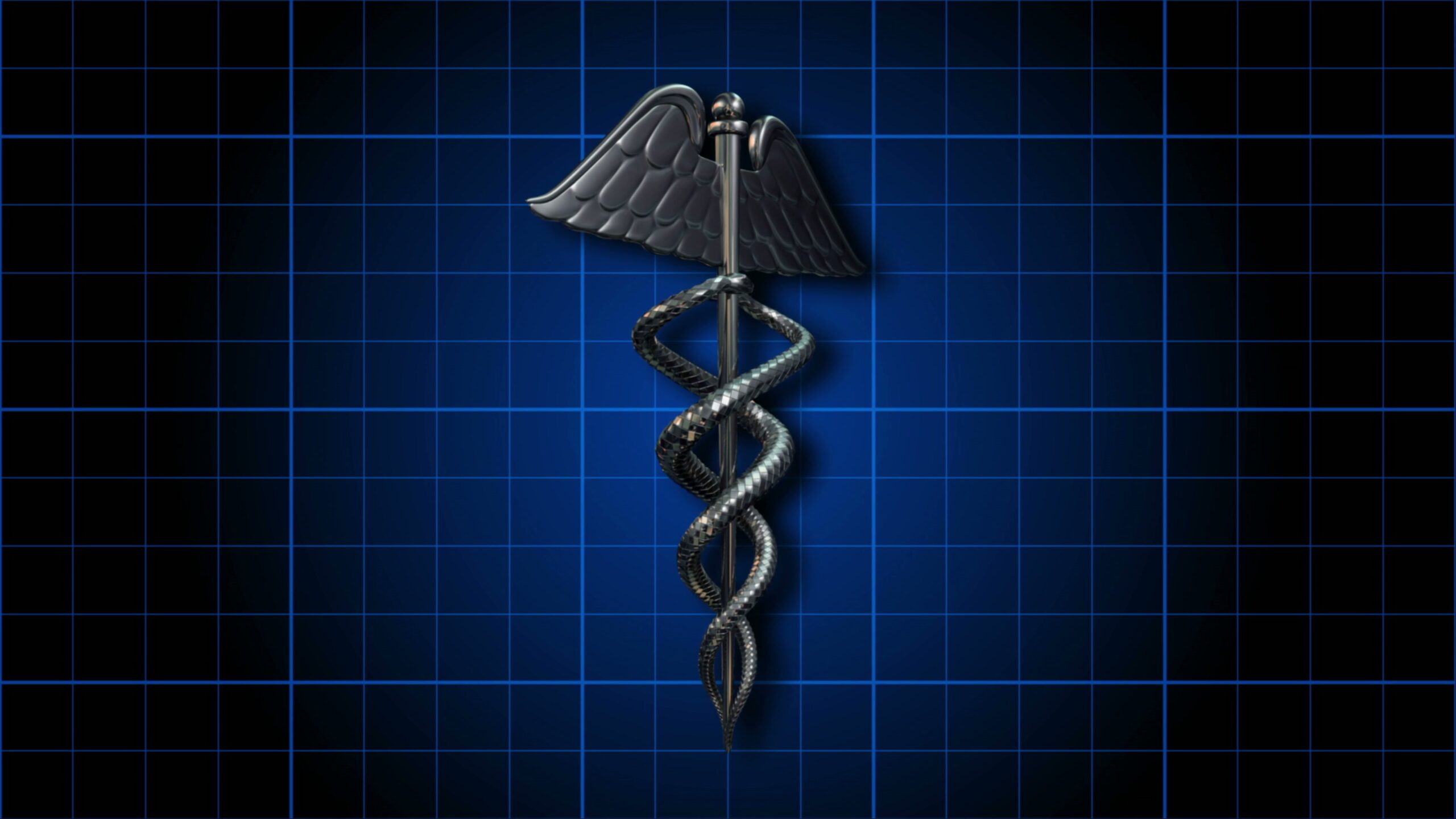 Caduceus on Digital Blue Grid 4k Video