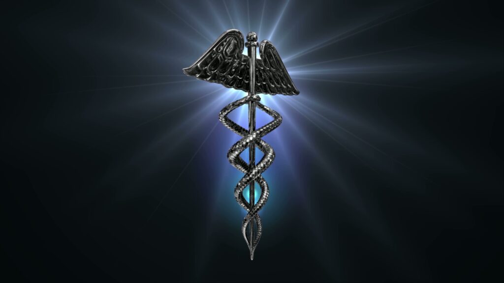 Caduceus Symbol with Radiant Background Loop