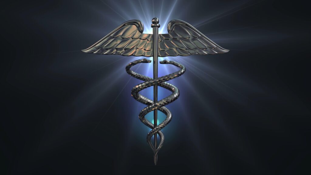 Caduceus Symbol with Radiant Light 4K Video
