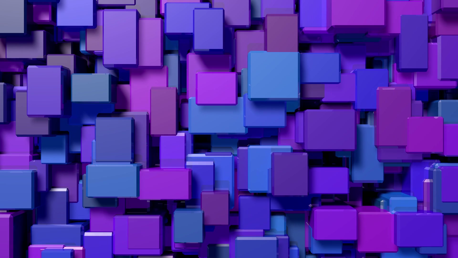 A 3D animation of colorful 3D cubes in shades of purple and blue, video loop.