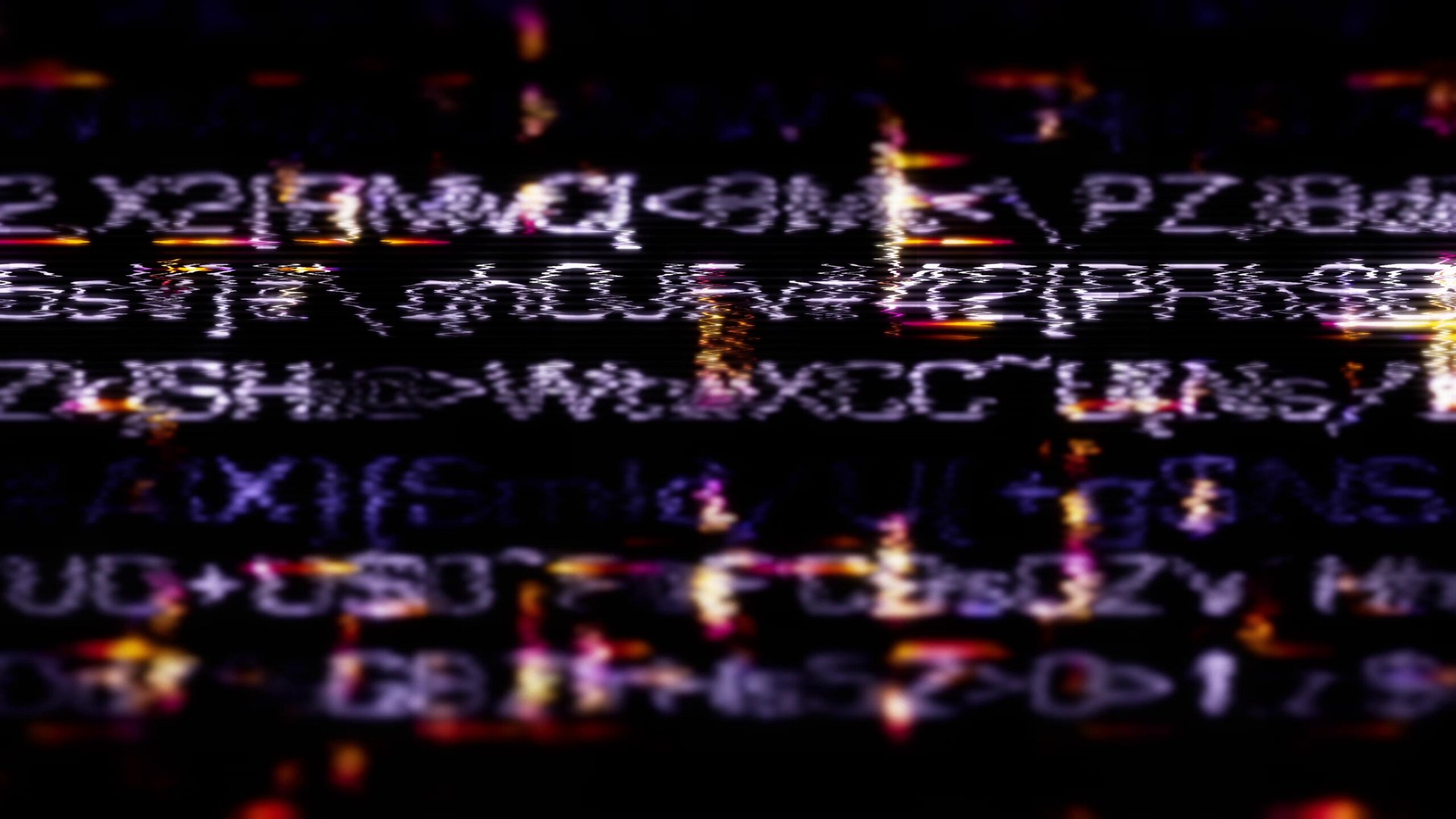 Abstract Digital Distortion With Colorful Pixel Noise On Black Background