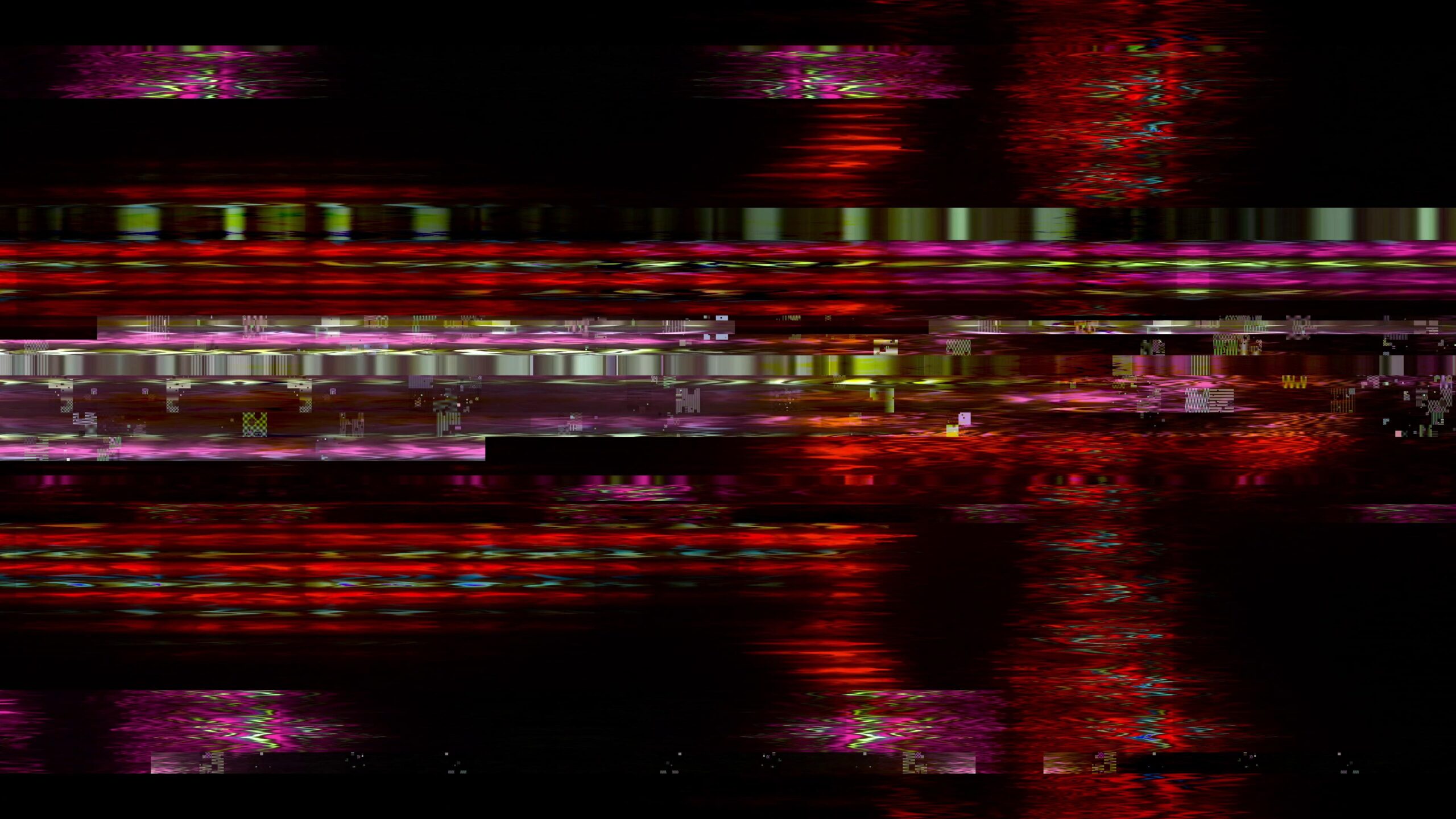 Vivid 4K video loop glitch art displaying abstract digital patterns with vibrant neon colors and distorted geometrical shapes.
