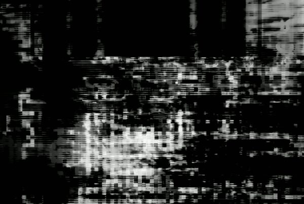 An abstract monochrome glitch art 4K video loop with intersecting black and white lines, showcasing digital noise and distorted patterns.