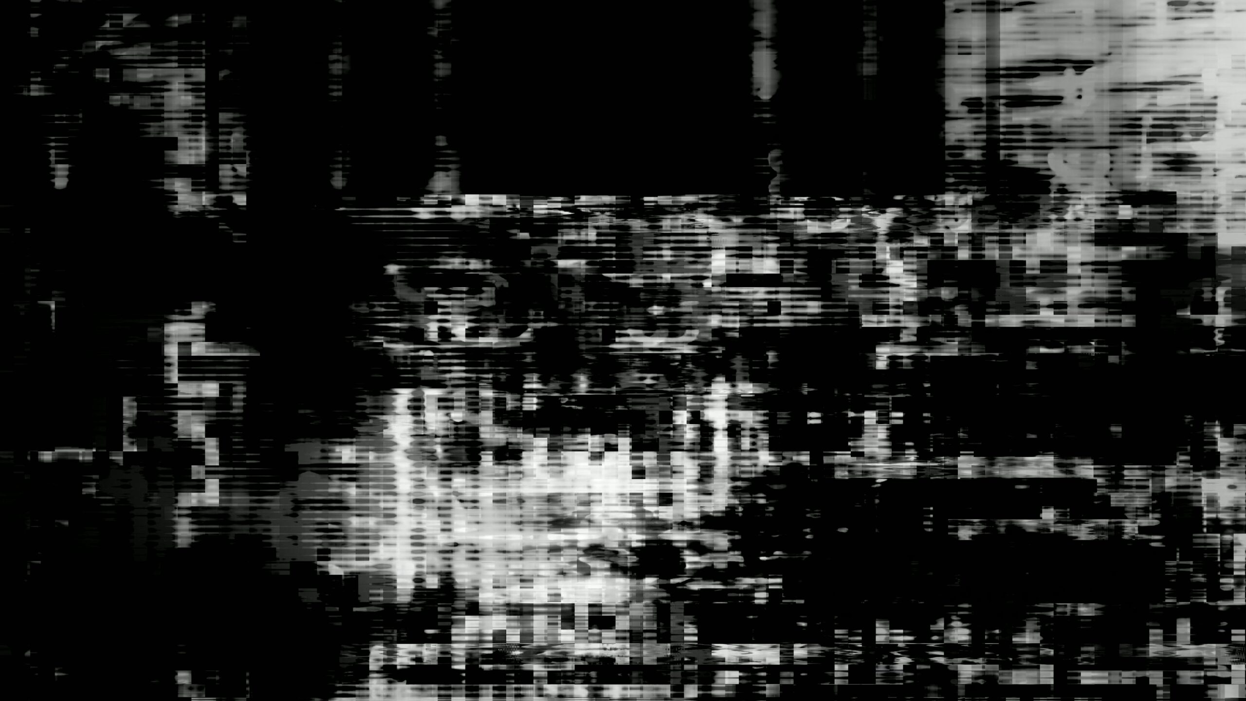 An abstract monochrome glitch art 4K video loop with intersecting black and white lines, showcasing digital noise and distorted patterns.