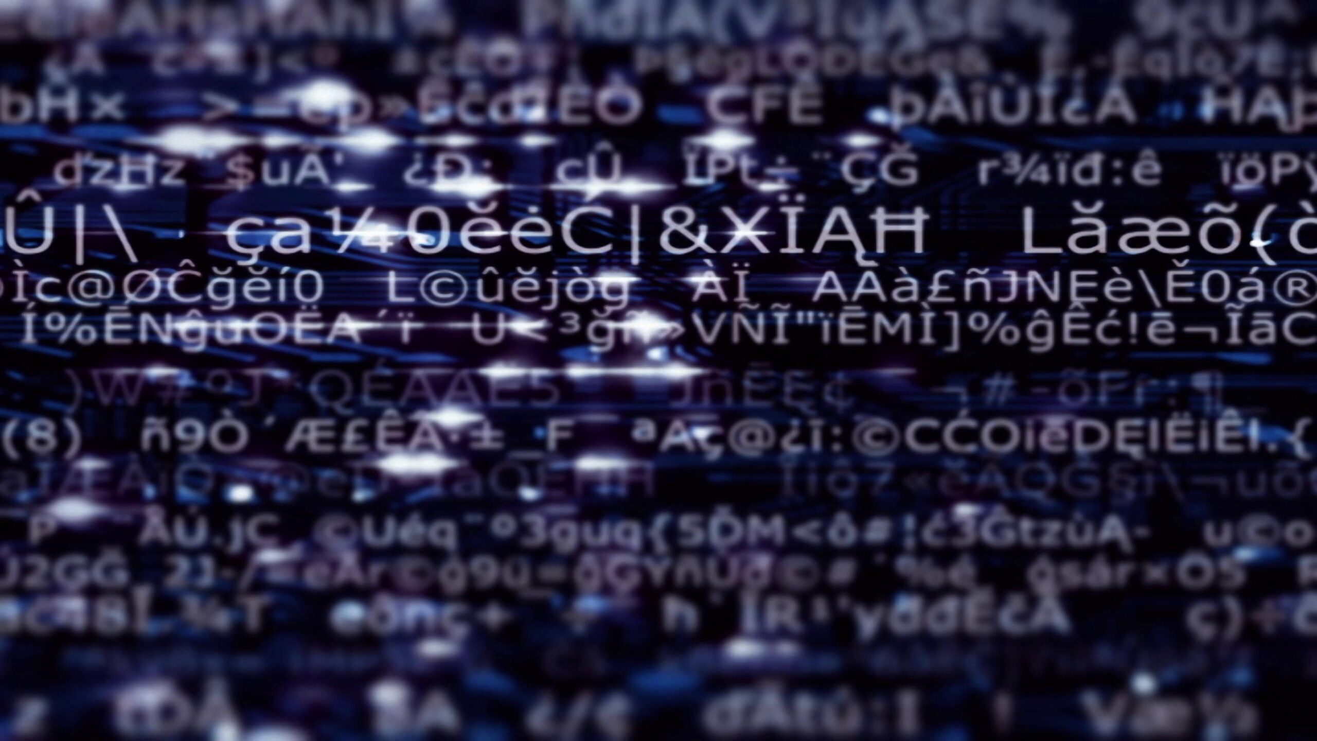 Abstract 4K video loop scrolling binary digits on dark screen.