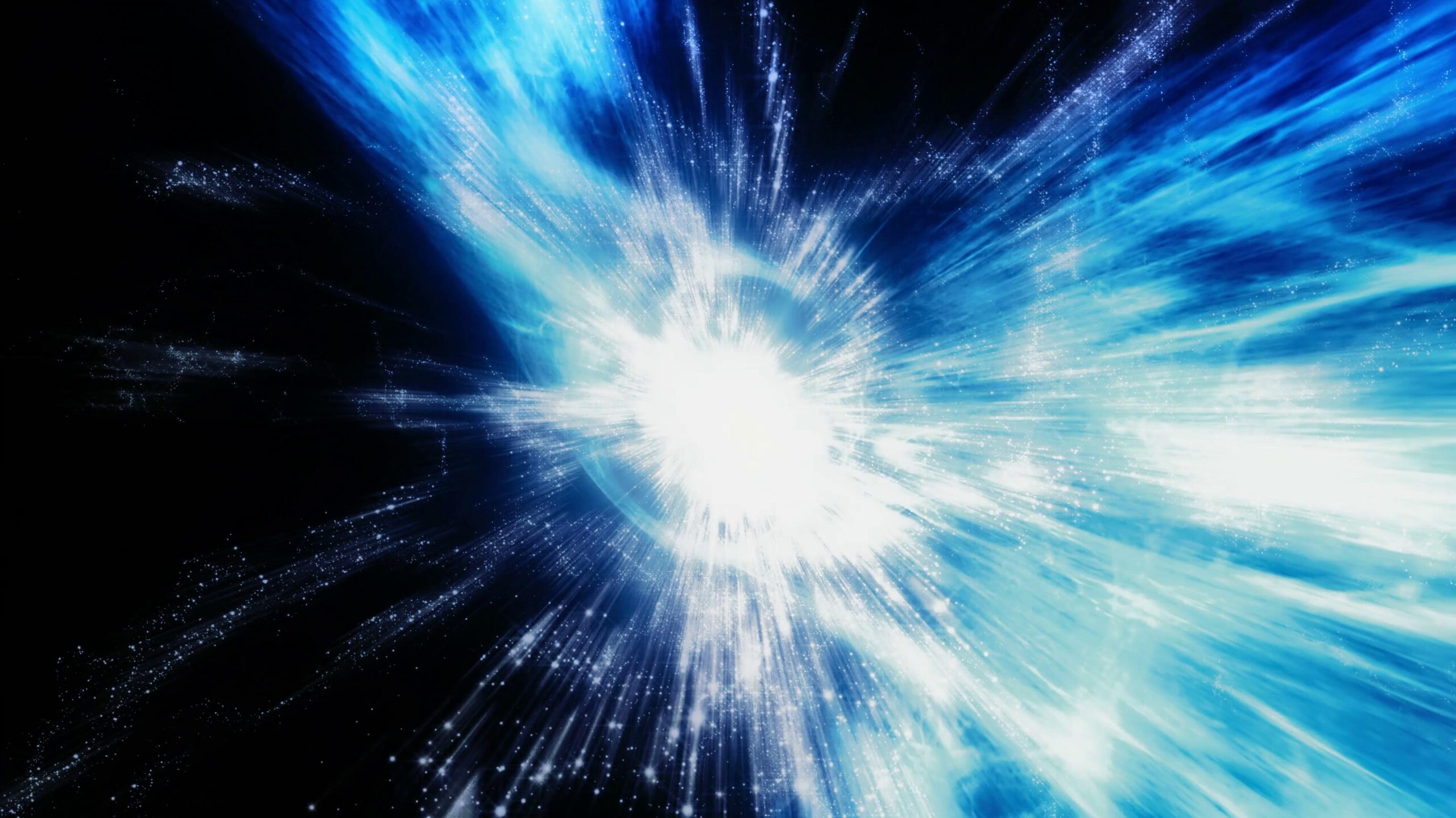 A 4K video loop cosmic explosion with bright light and energy radiating outward.