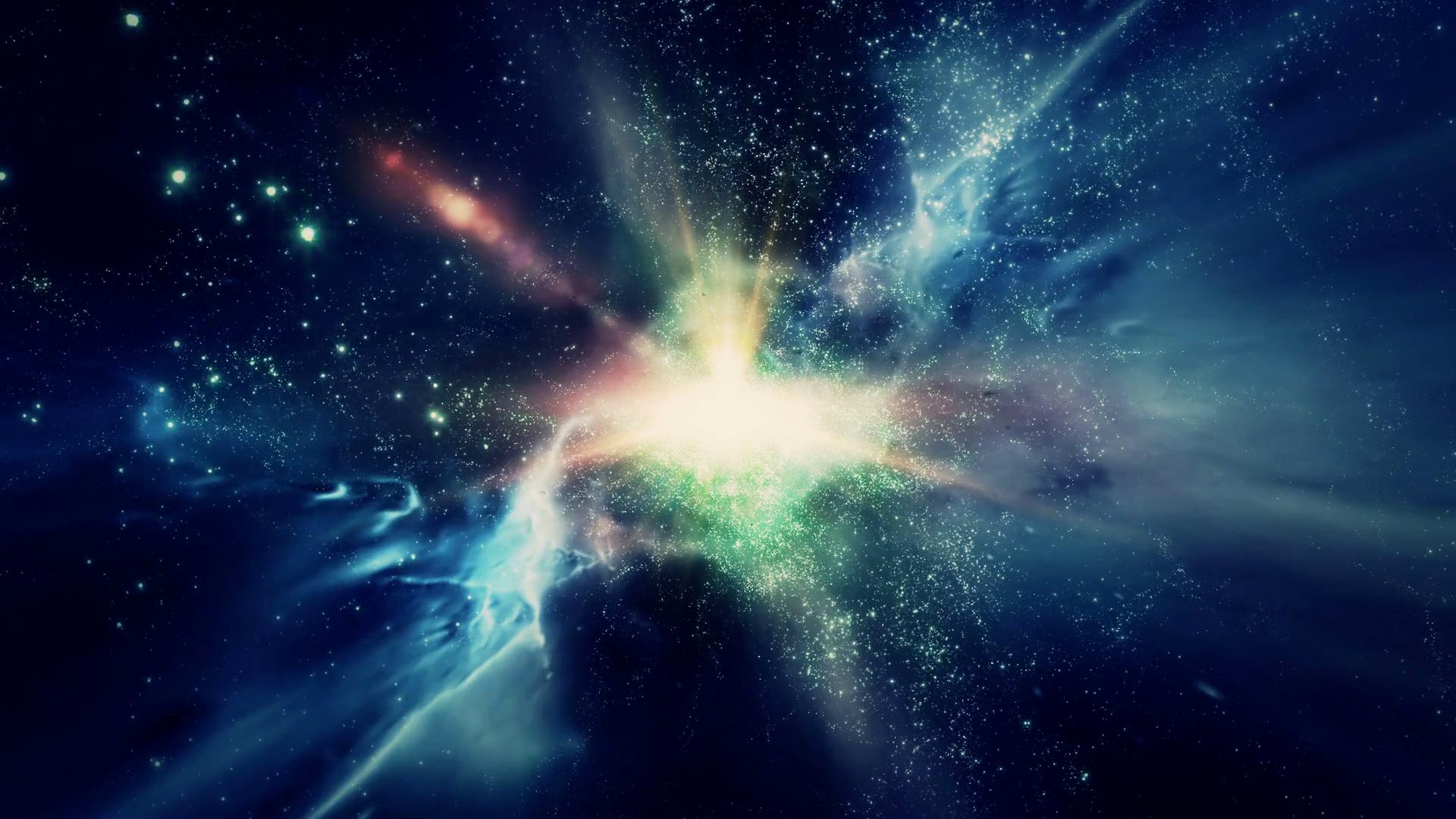 Stellar burst in colorful galaxy background