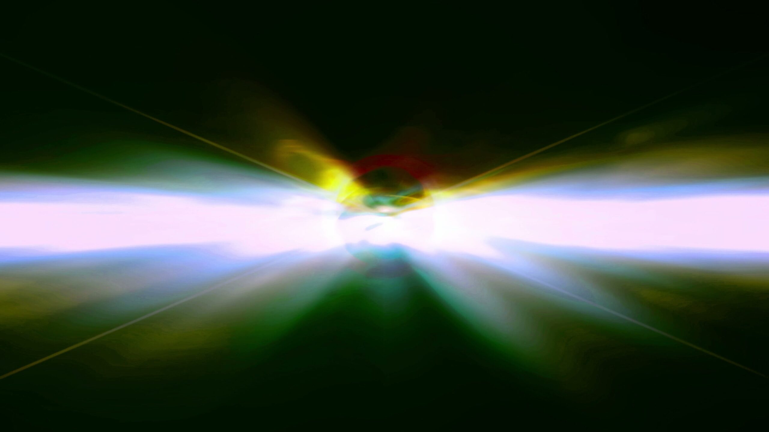 Cosmic burst of light radiating dynamic colors in dark space.