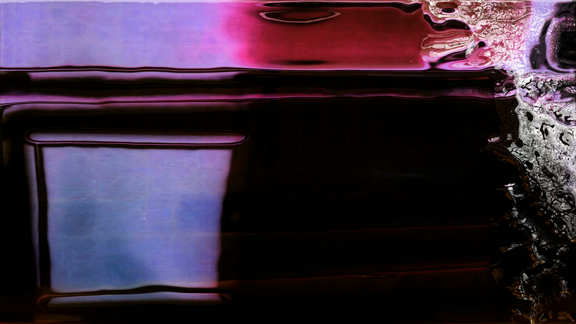 An abstract video loop featuring vibrant colors and smooth fluid forms, with dominant hues of purple, pink, and blue, creating a dynamic and reflective texture reminiscent of old film leader.