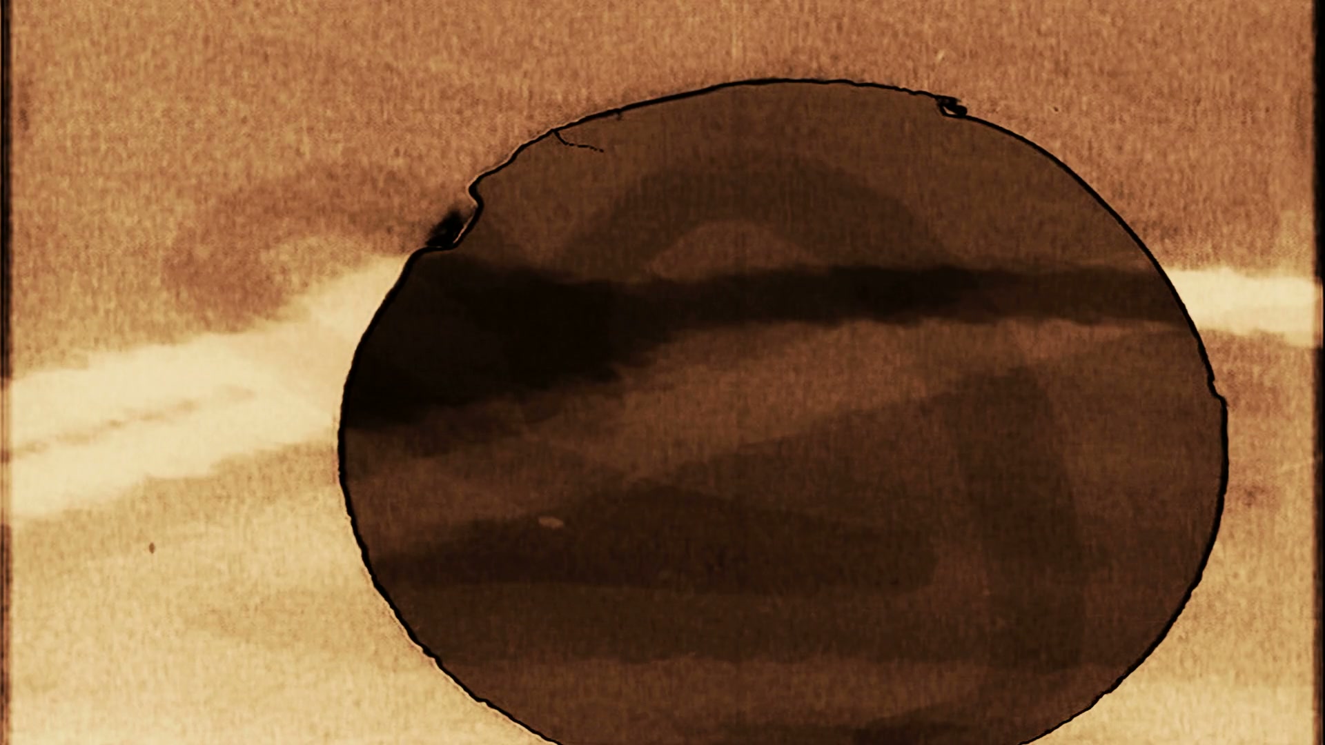 Flickering Sepia Film Leader with Pulsing Abstract Forms Loop