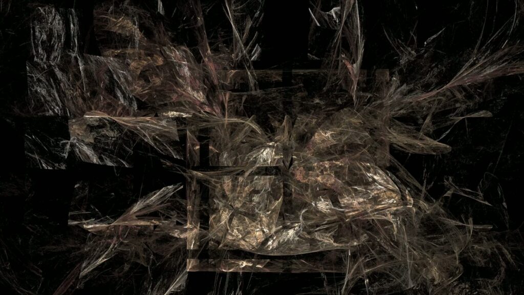 Abstract fractal art loop featuring swirling patterns in dark, earthy tones with intricate designs creating a dynamic and complex visual effect.