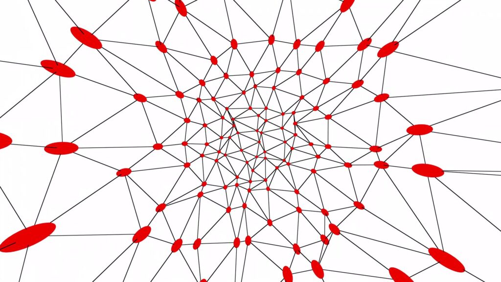 Network of Interconnected Red Nodes Video Loop