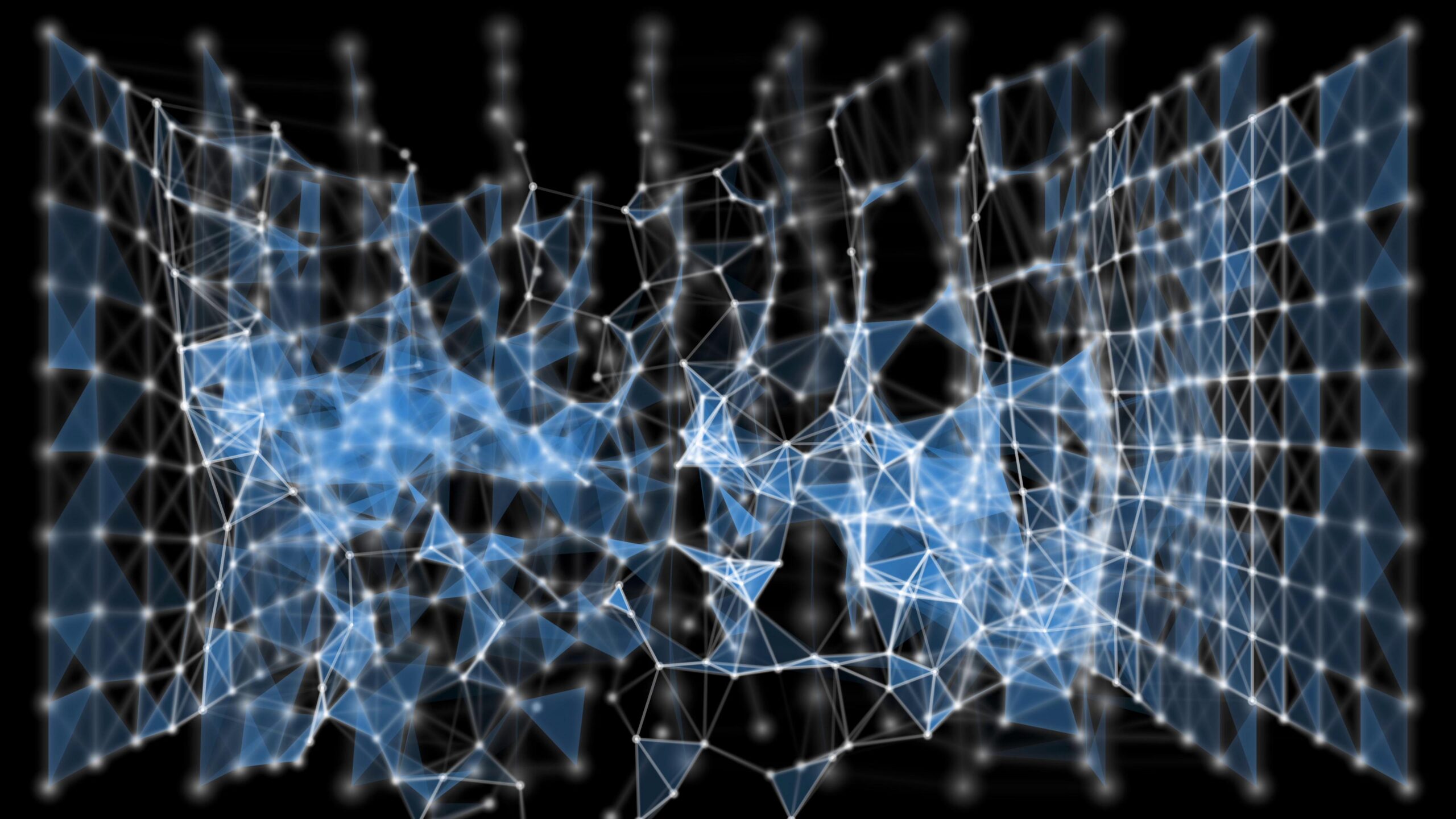 Abstract 4K video loop network visualization with interconnected lines and glowing nodes.