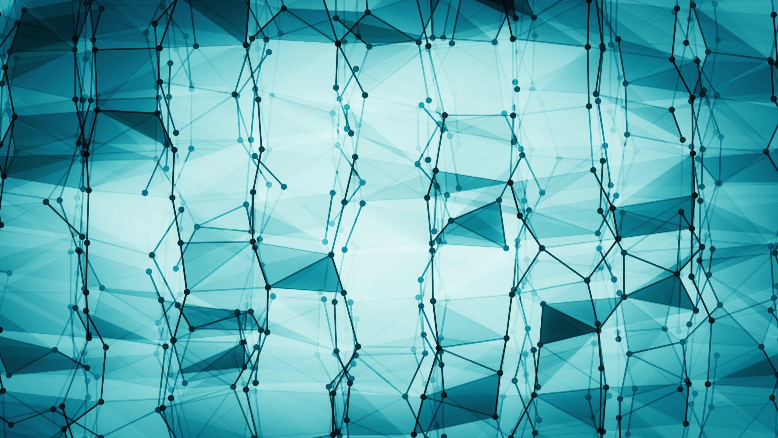 The 4K video loop presents a mesmerizing abstract digital landscape composed entirely of interconnected geometric shapes and nodes forming an intricate lattice structure that pulses with subtle motion across its surface.