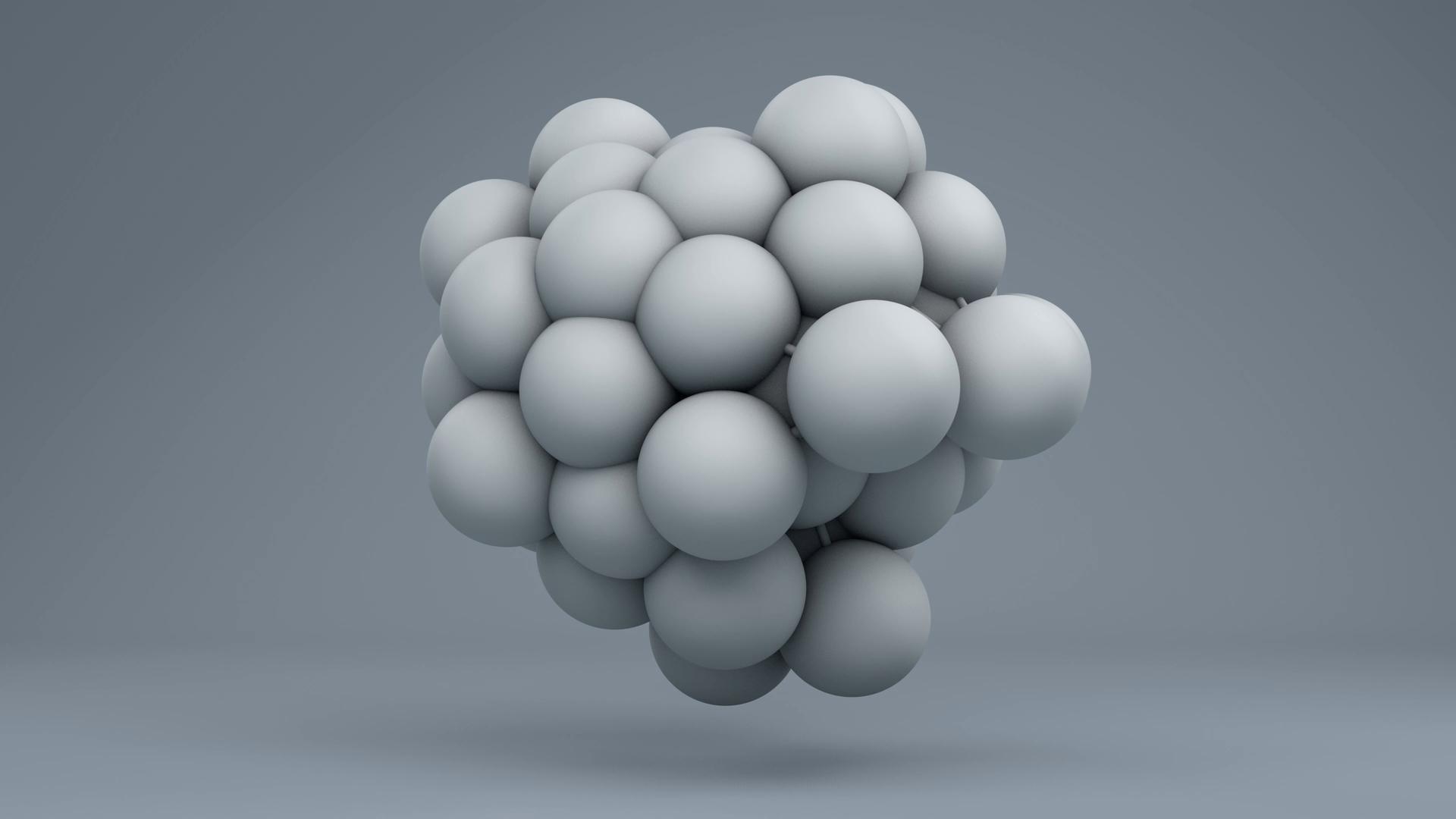 Gray rotating spheres abstract model floating