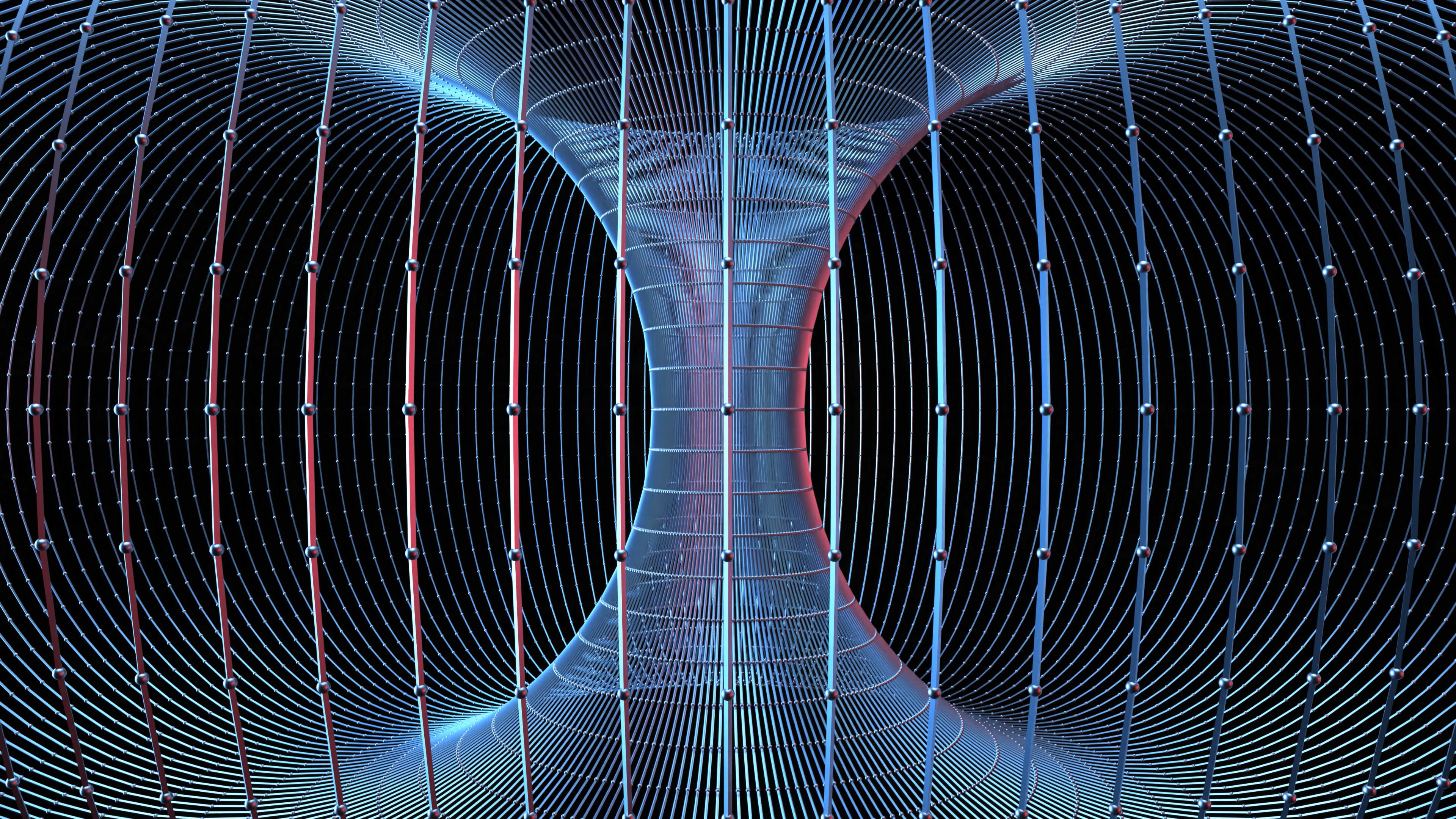 Abstract geometric tunnel with neon glow, 4K video loop.