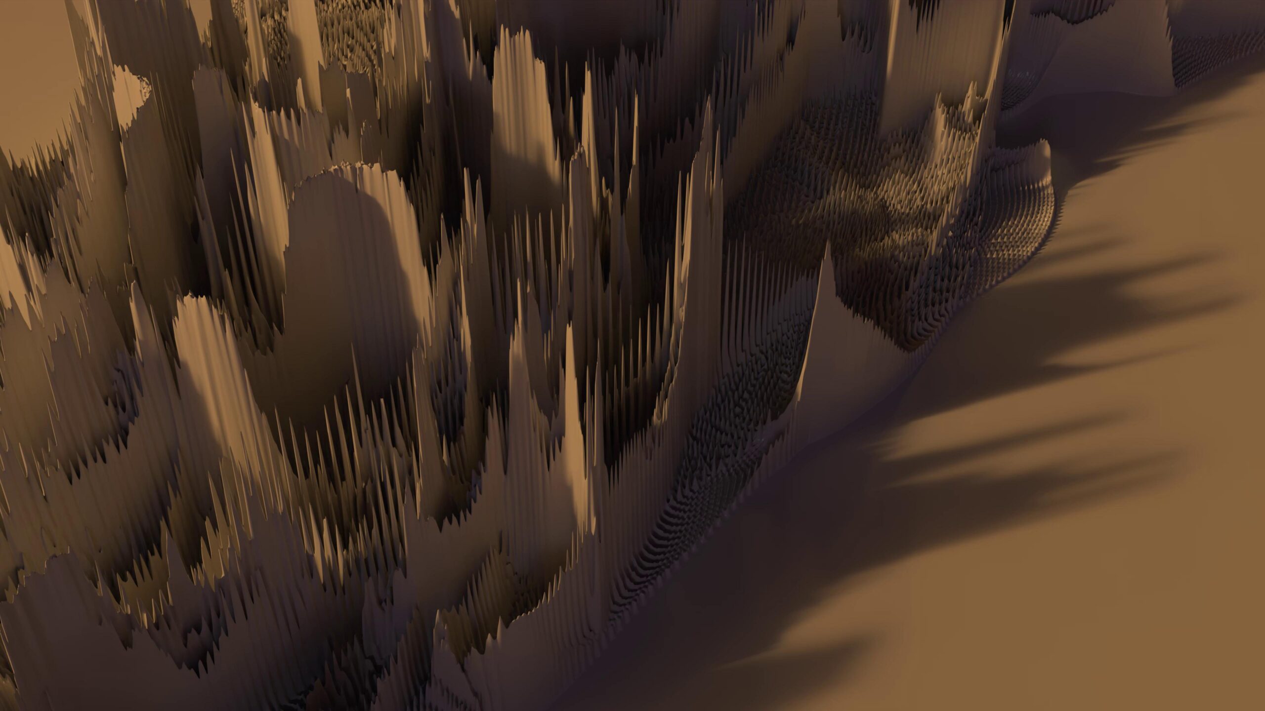 Abstract art 4K video loop with displaced jagged peaks and shadows.