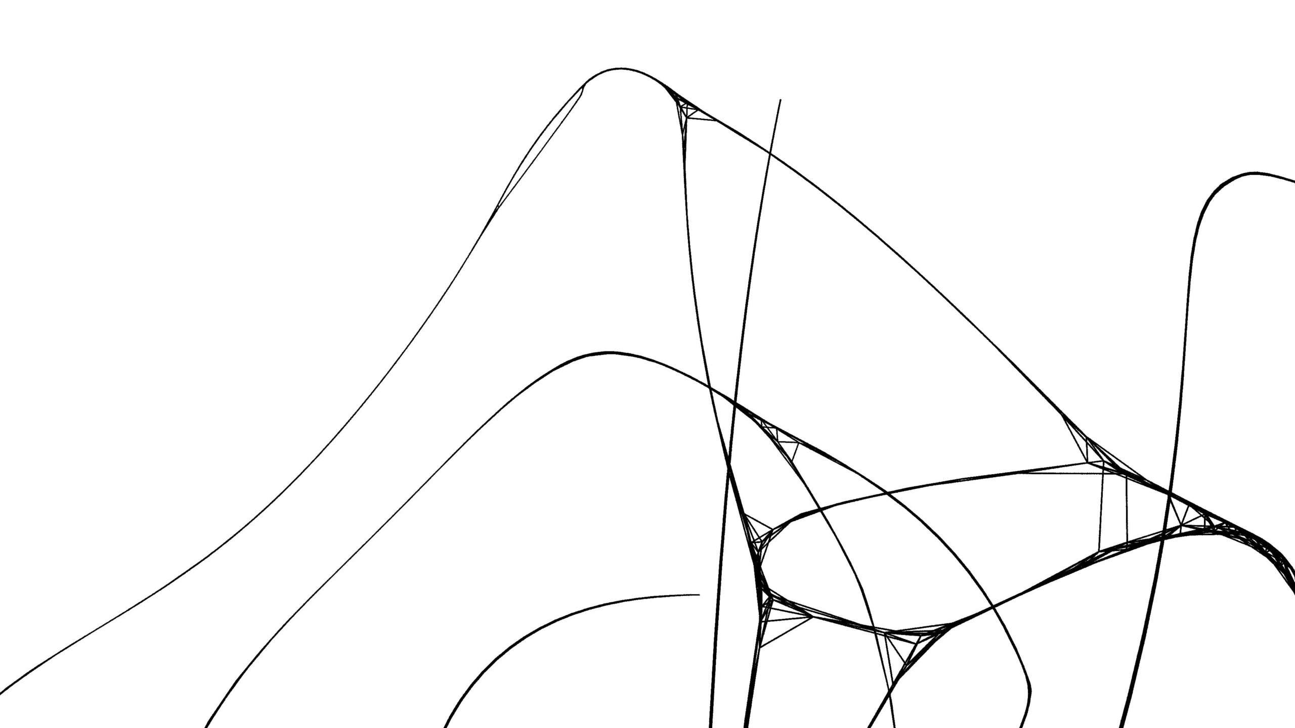 Abstract 4K video of intersecting black lines drawing complex geometric shapes on a white background.