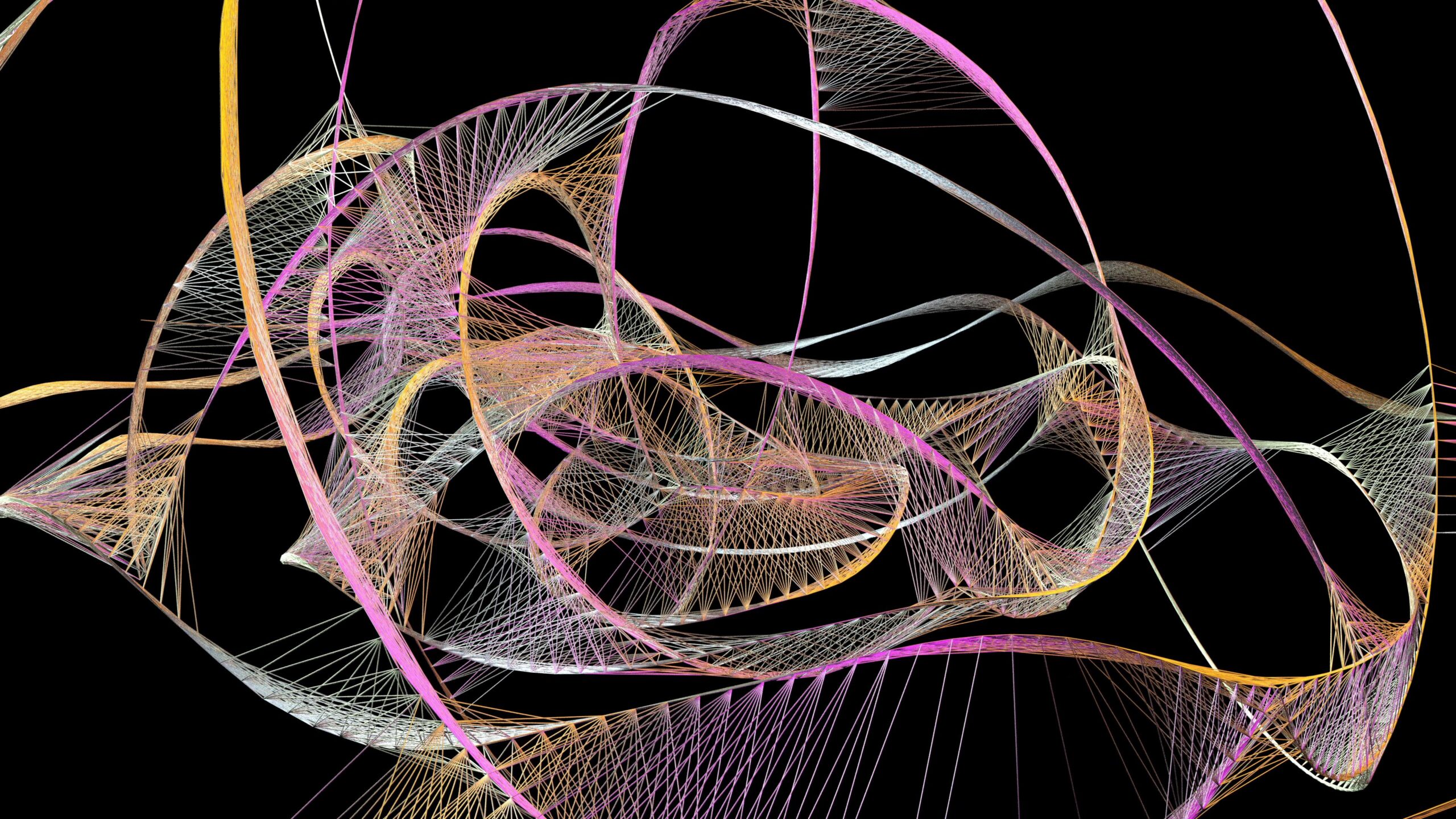 Abstract 4K video art featuring colorful, interwoven lines and curves.