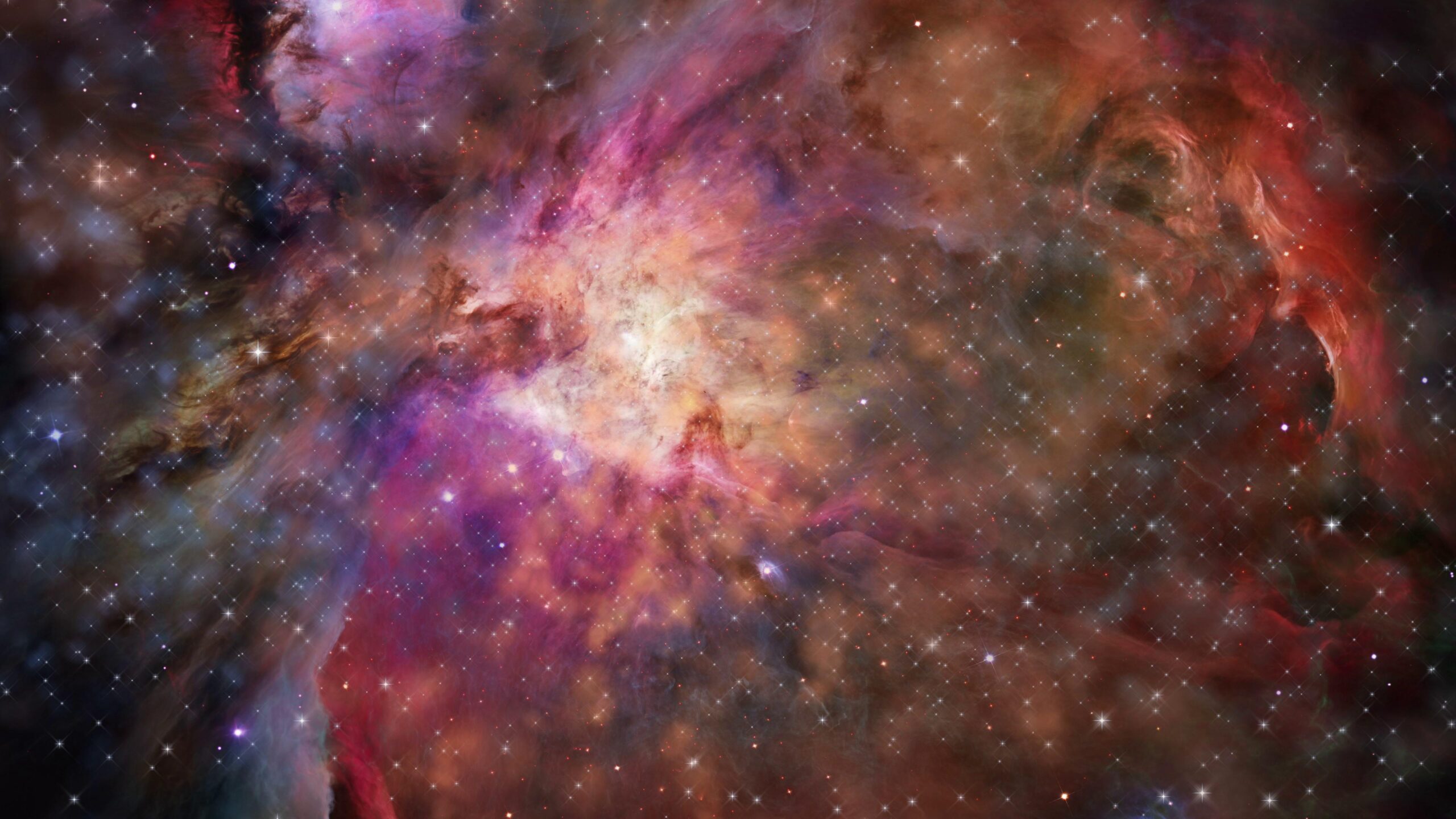 Stunning 4K video of a vibrant cosmic nebula with bright stars and colorful interstellar clouds.