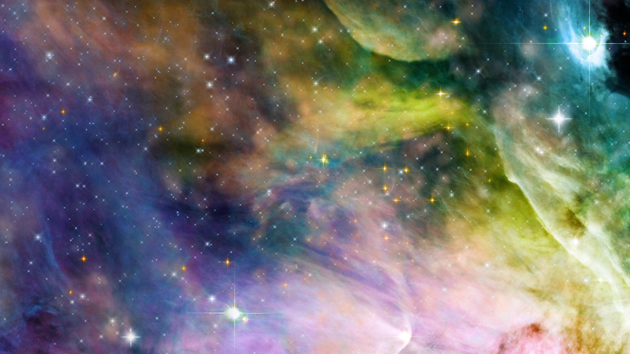 4K video of a stunningly colorful nebula filled with sparkling stars and swirling gases under deep-space illumination.
