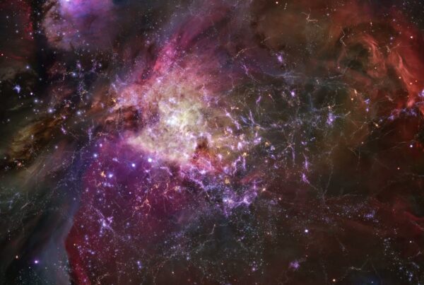 A mesmerizing cosmic space journey animation filled with vibrant swirling nebula and star fields.