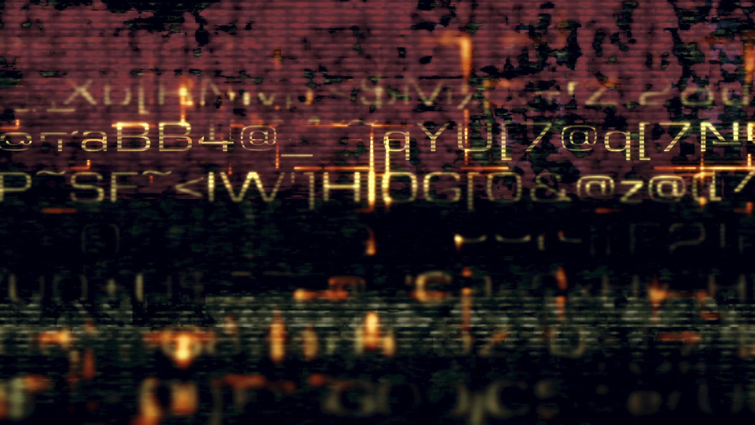 Abstract 4K video loop of digital code with glitch effects.