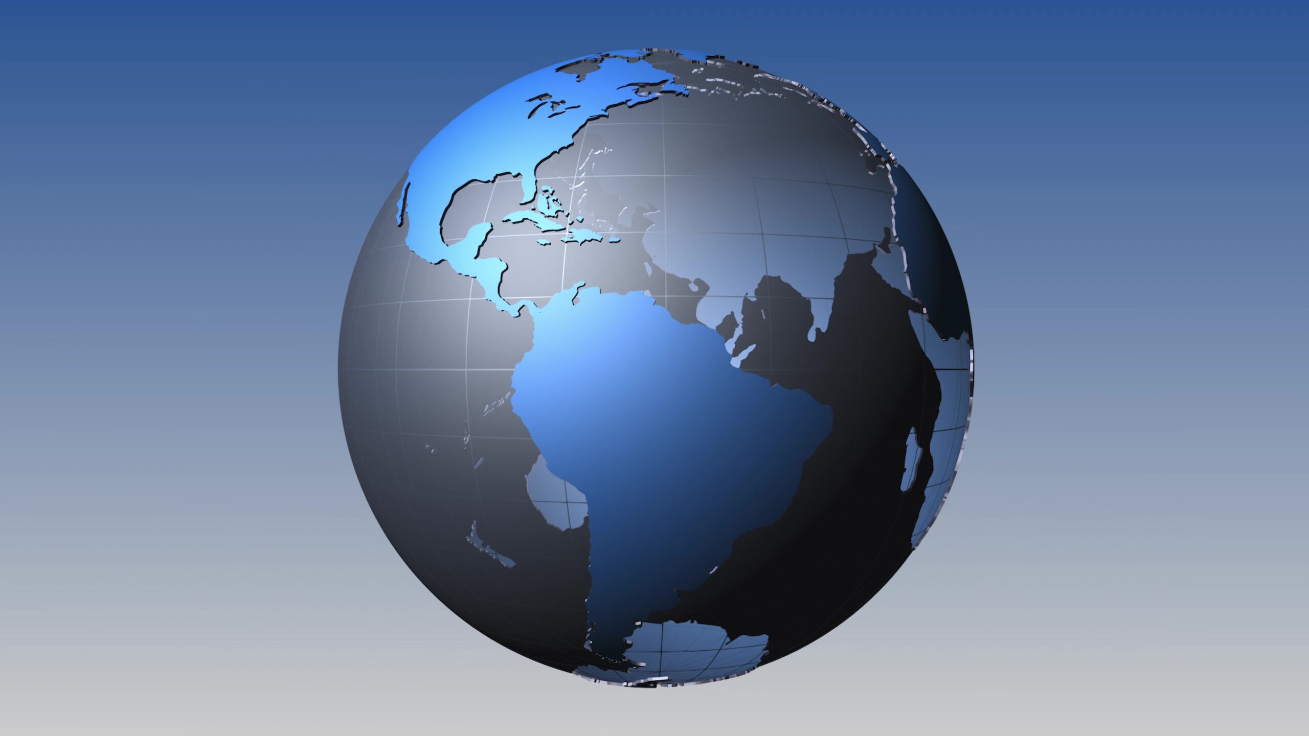 3D digital 4K animation of rotating Earth with gradient blue-gray background.