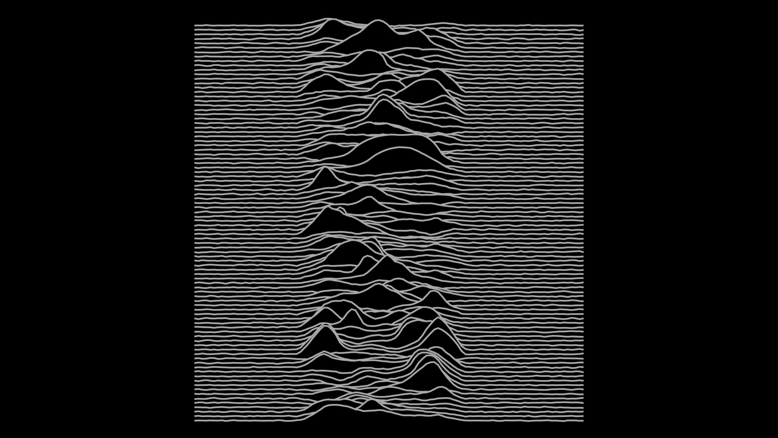 4K looping video of a monochrome sound wave pattern design on black background.