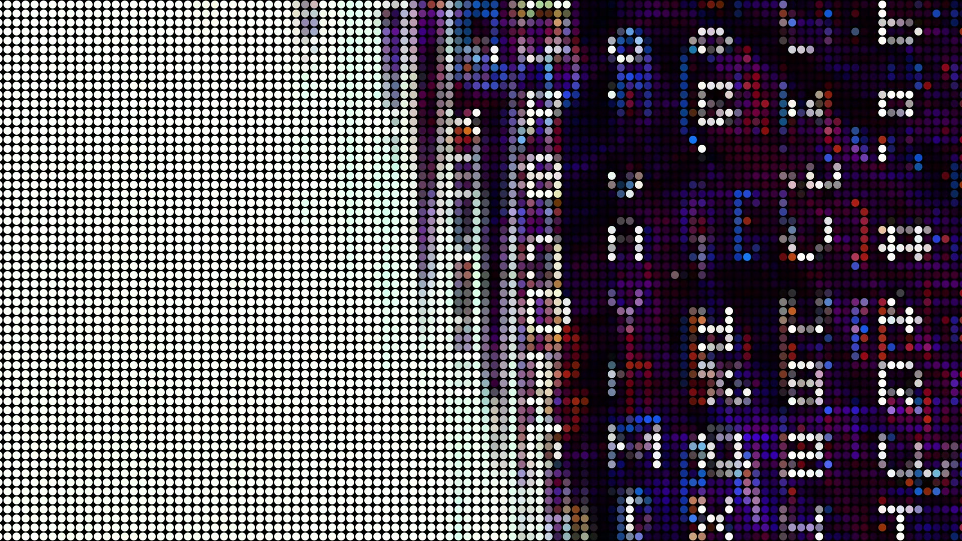 Vibrant abstract animation loop featuring a pixelated design with a contrast of colorful dot patterns, embodying digital code aesthetics.
