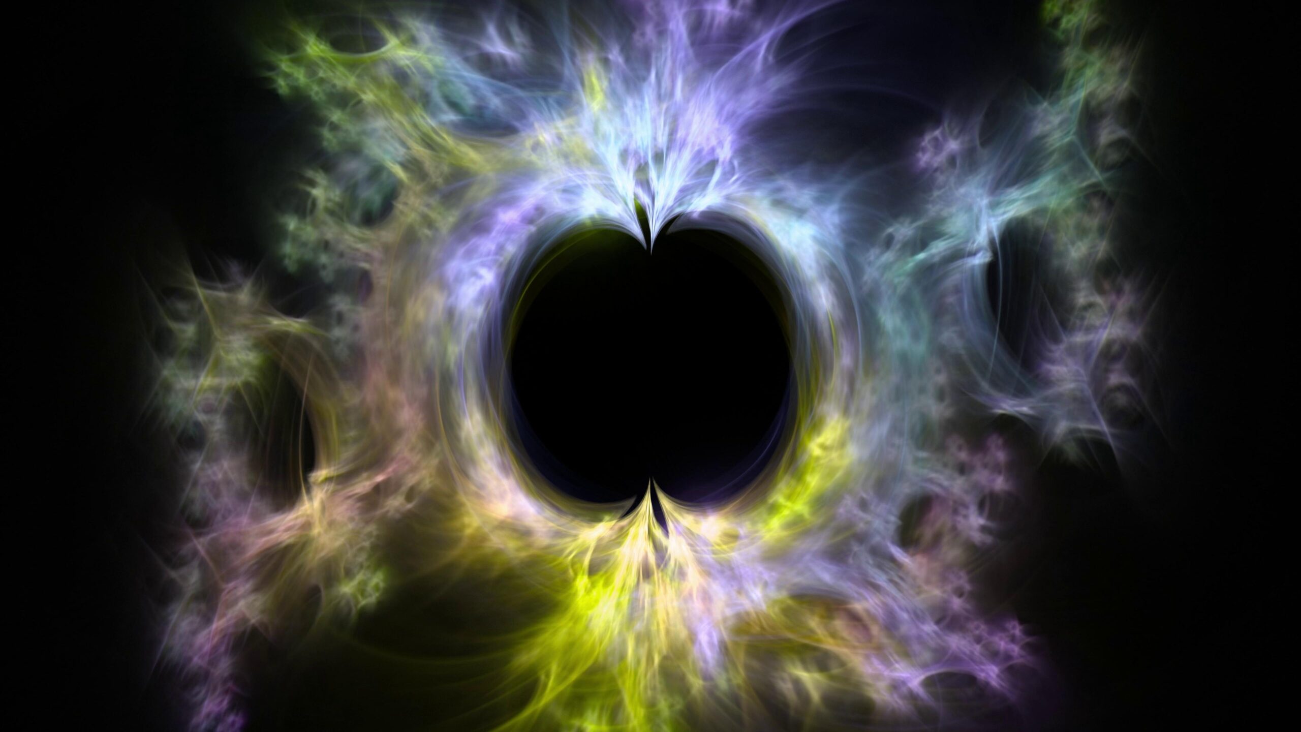 Abstract Fractal Energy Portal With Colorful Swirling Light Patterns Around Dark Center