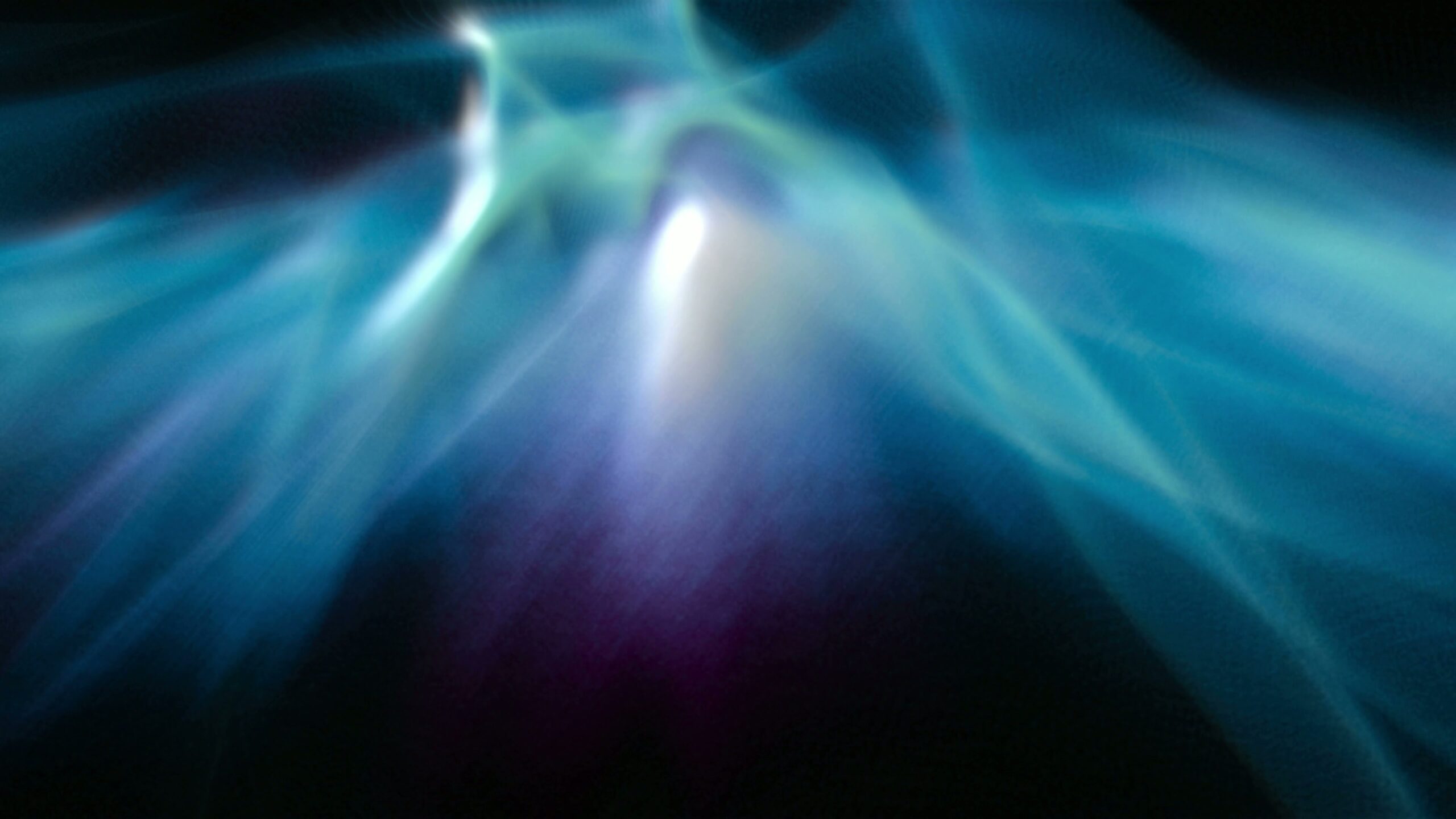 Abstract 4K video loop animation of light waves in shades of blue, teal, and purple, creating an ethereal and mystical atmosphere with dynamic energy.