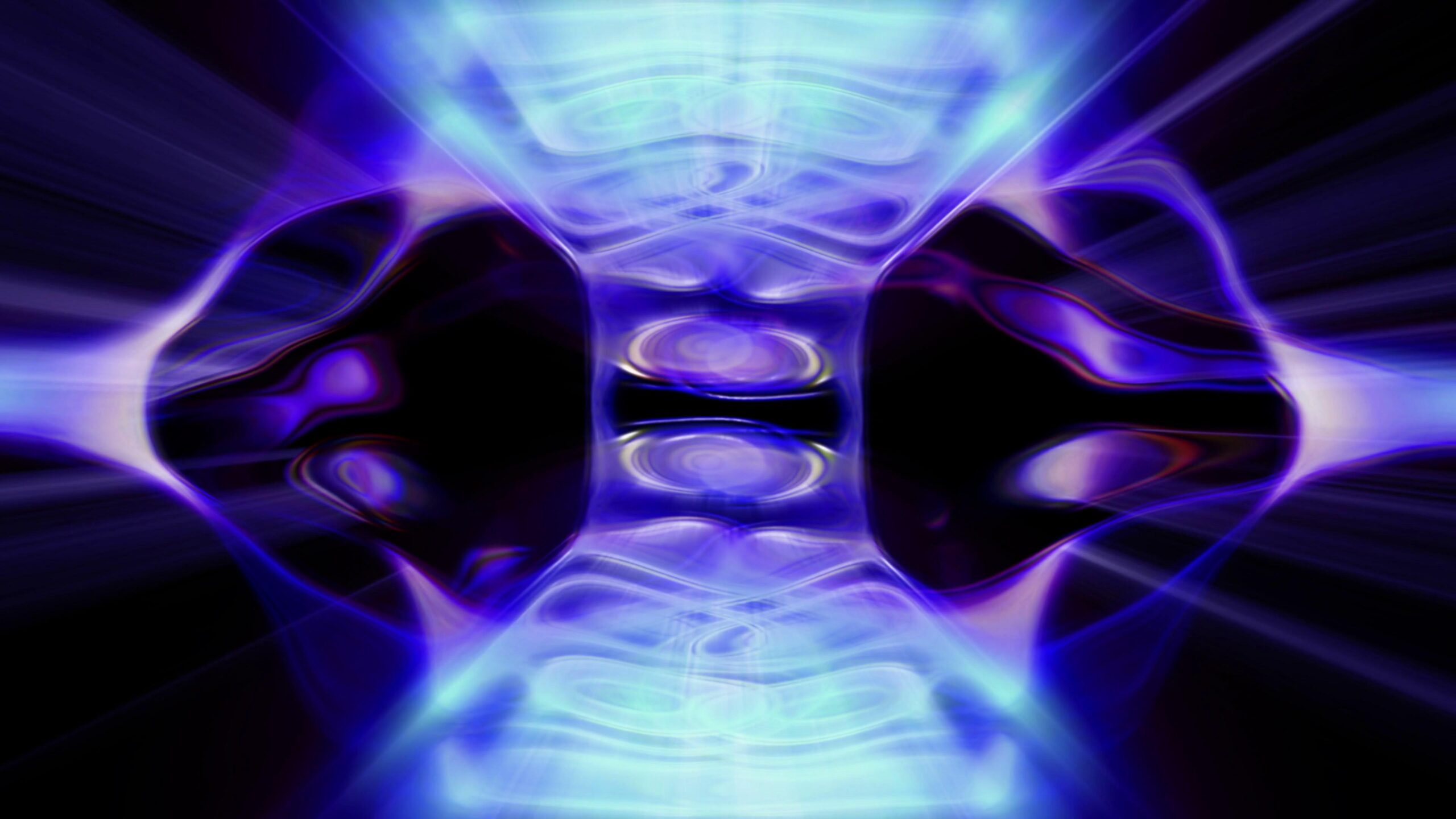 Abstract 4K video loop with bright white light radiating from the center, surrounded by dynamic blue shades, creating a cosmic aesthetic.