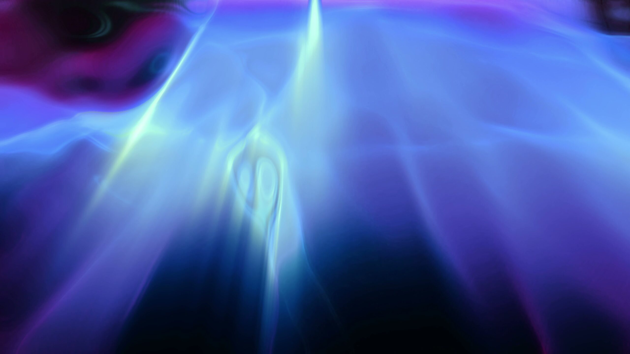 Abstract 4K animation loop of blue and purple light waves creating a mystical, ethereal atmosphere with a soft glow.