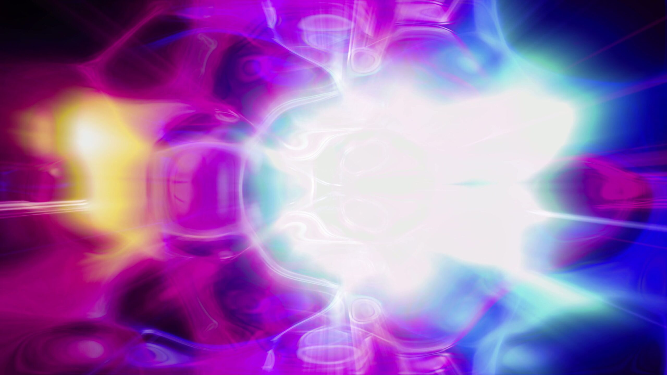 A vivid abstract 4K video loop with swirling neon colors and bright central light.