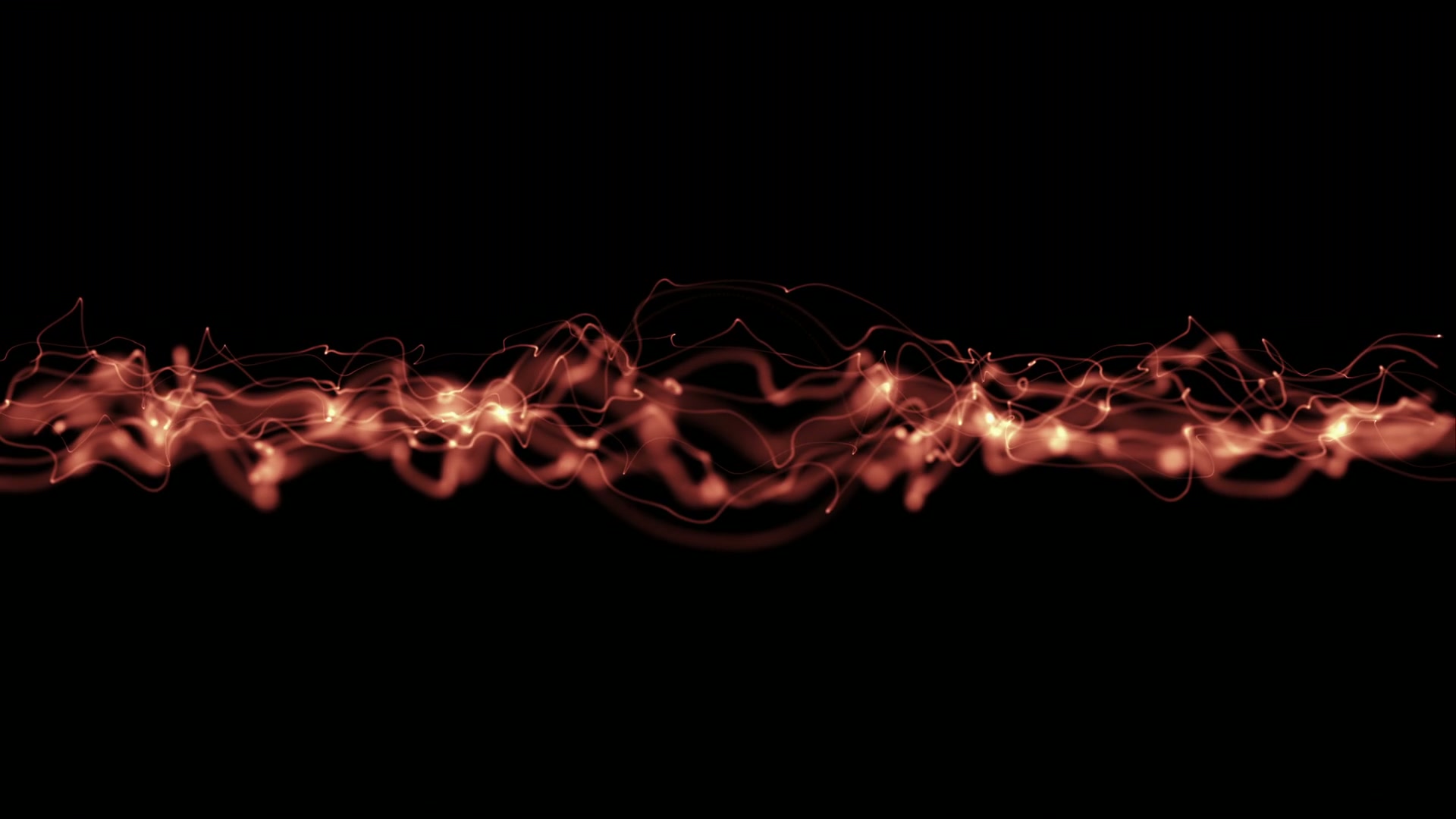 Abstract digital animation loop featuring a red-orange energy wave pattern on a dark background, showcasing vibrant glowing lines and a sense of dynamic motion.