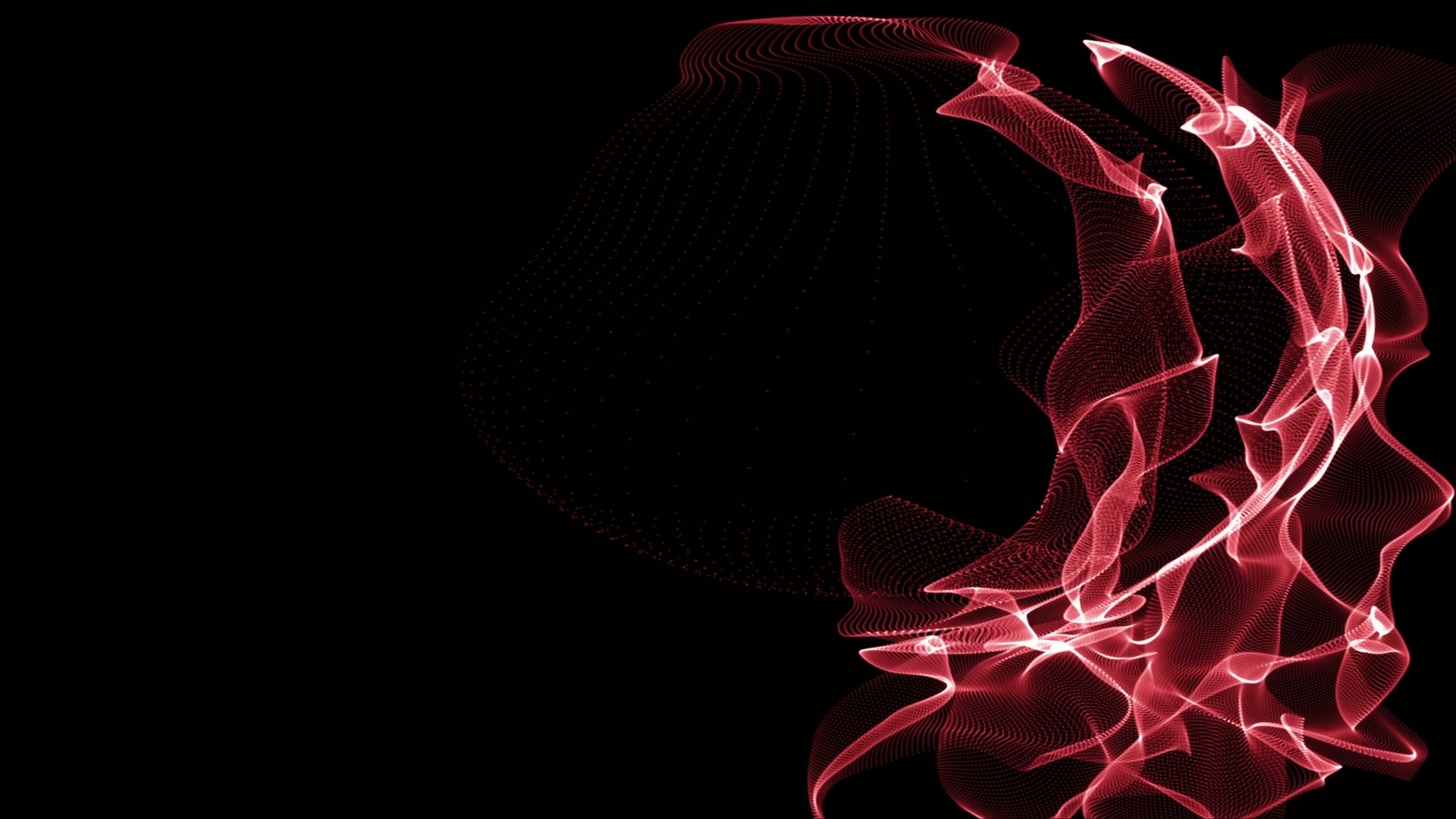 Abstract digital video loop featuring swirling red lines and dots on a black background, creating a dynamic and modern design with a sense of fluidity and depth.
