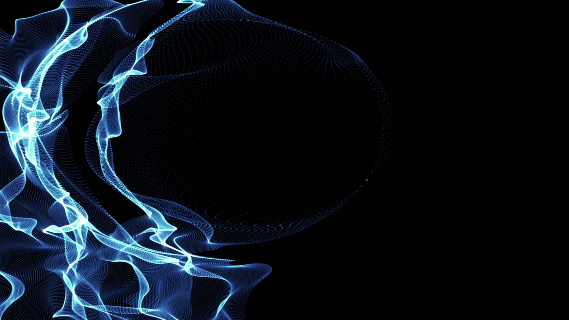 An abstract video loop with delicate, luminous blue lines set against a dark background.