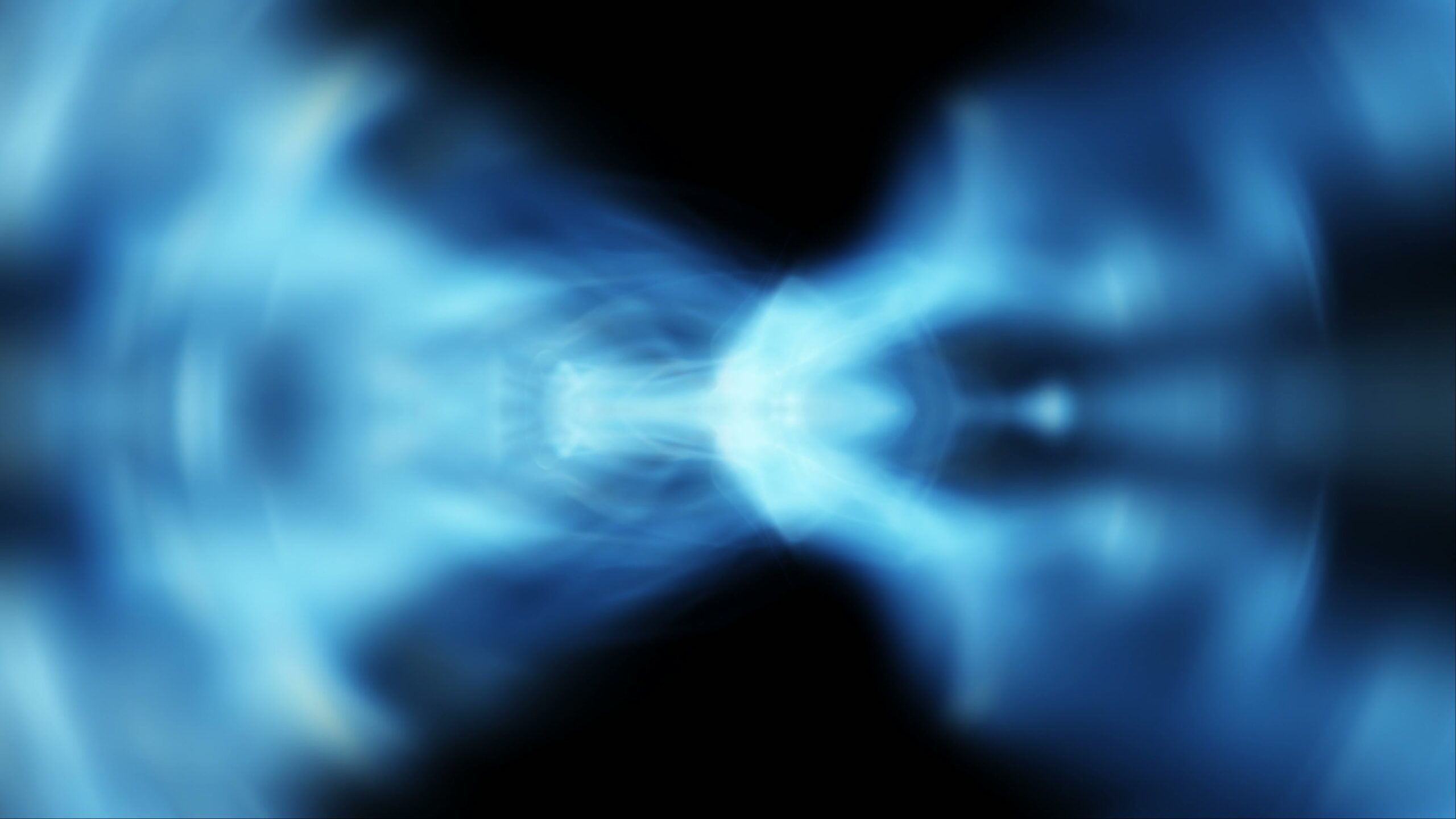 Abstract 4K video loop with ghostly blue energy swirls against a dark background.