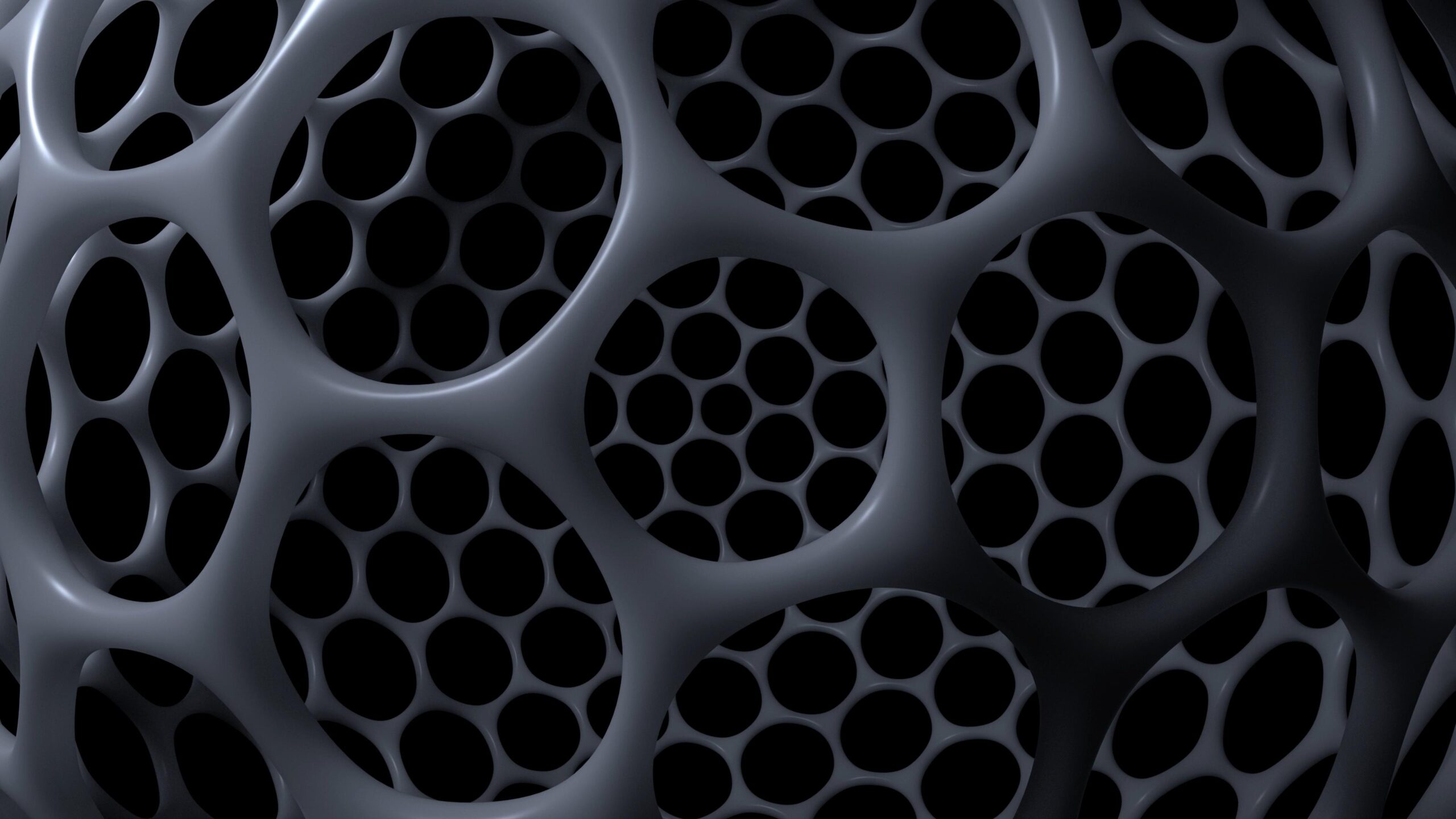 Glossy black circular grid texture 3D animation loop