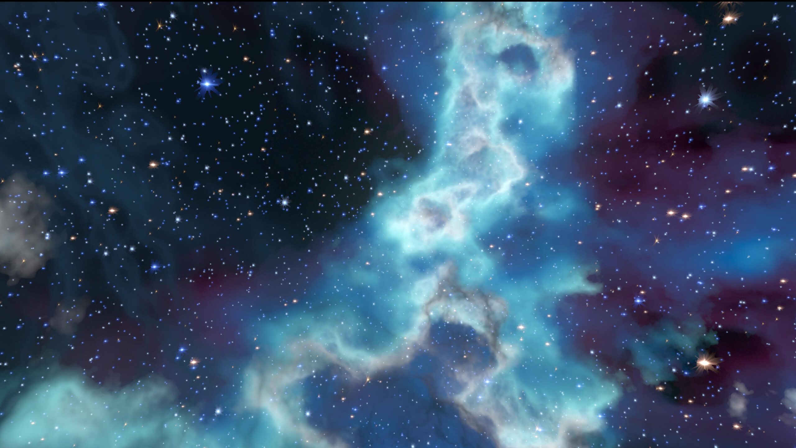 Cosmic sky filled with glowing nebulas and twinkling stars