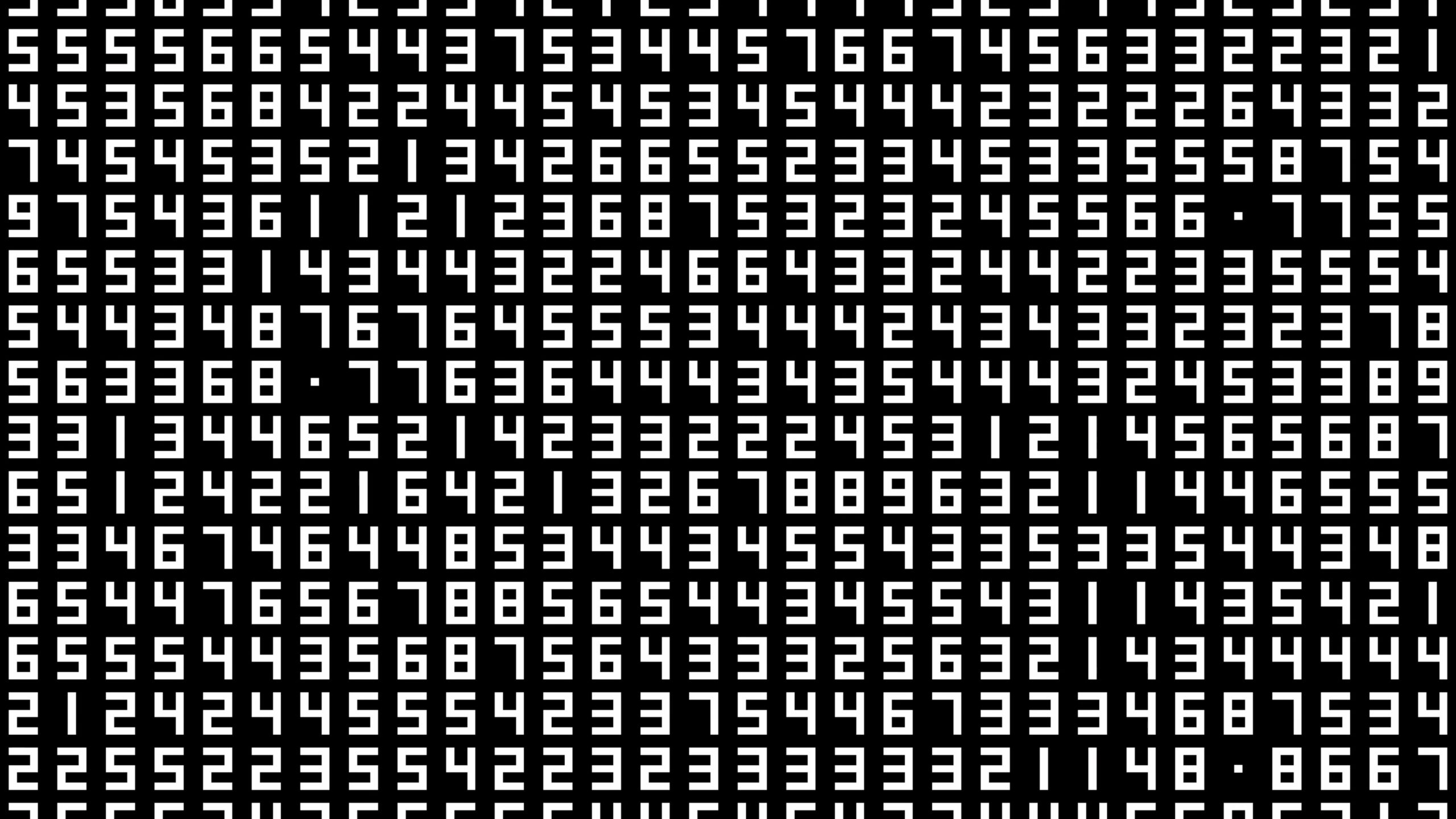 4K video loop showcasing a grid of random numbers displayed in white on a black background, with a high-contrast and orderly arrangement.