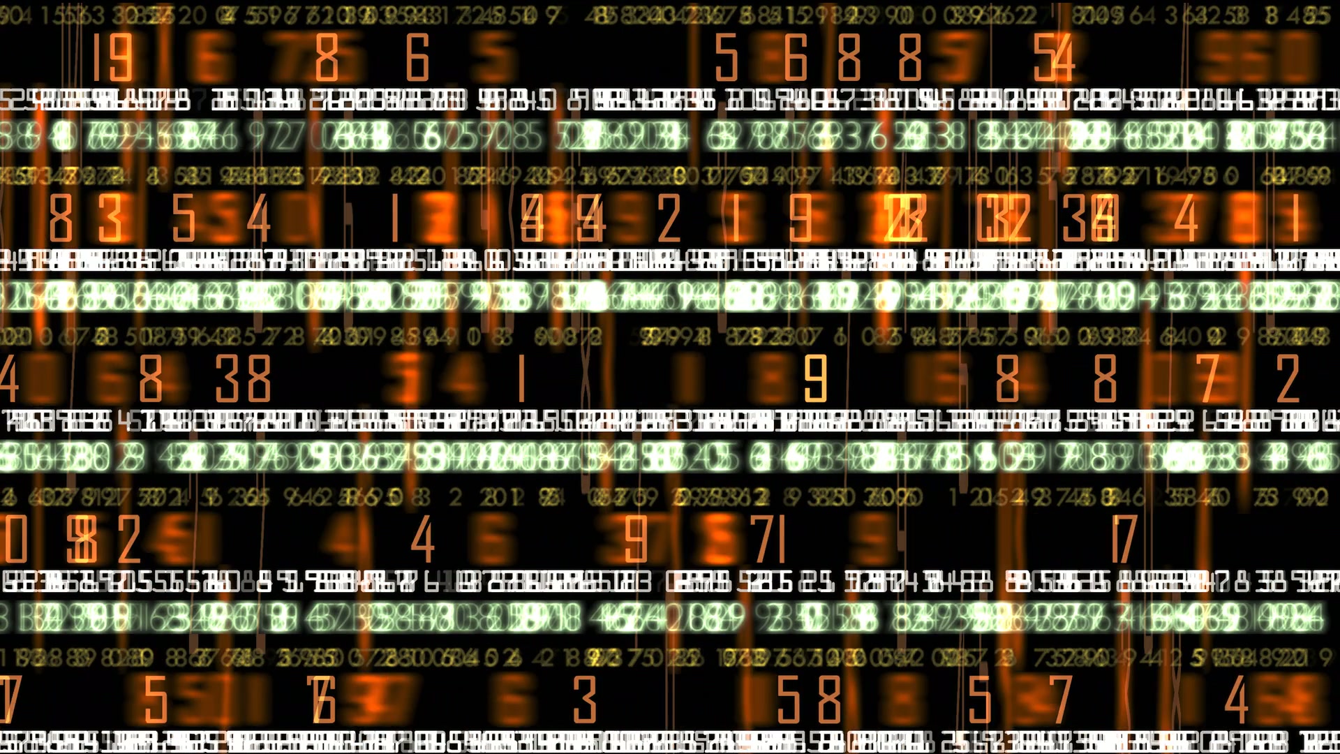 Futuristic digital video loop of numbers in varying colors create a dynamic and high-tech display, suggesting data processing and technological themes.