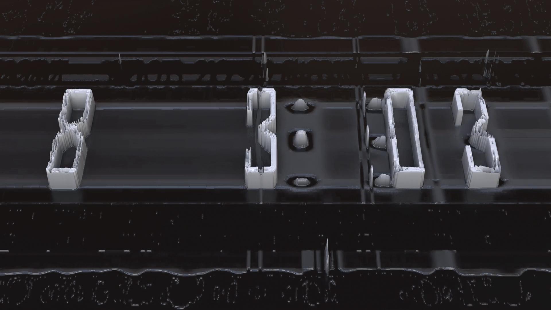 HD video loop of a digital numbers ticker display in monochrome.