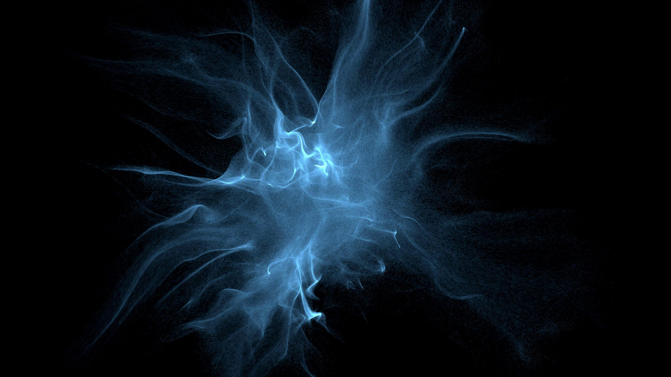 Abstract Blue Light Explosion on Black Background