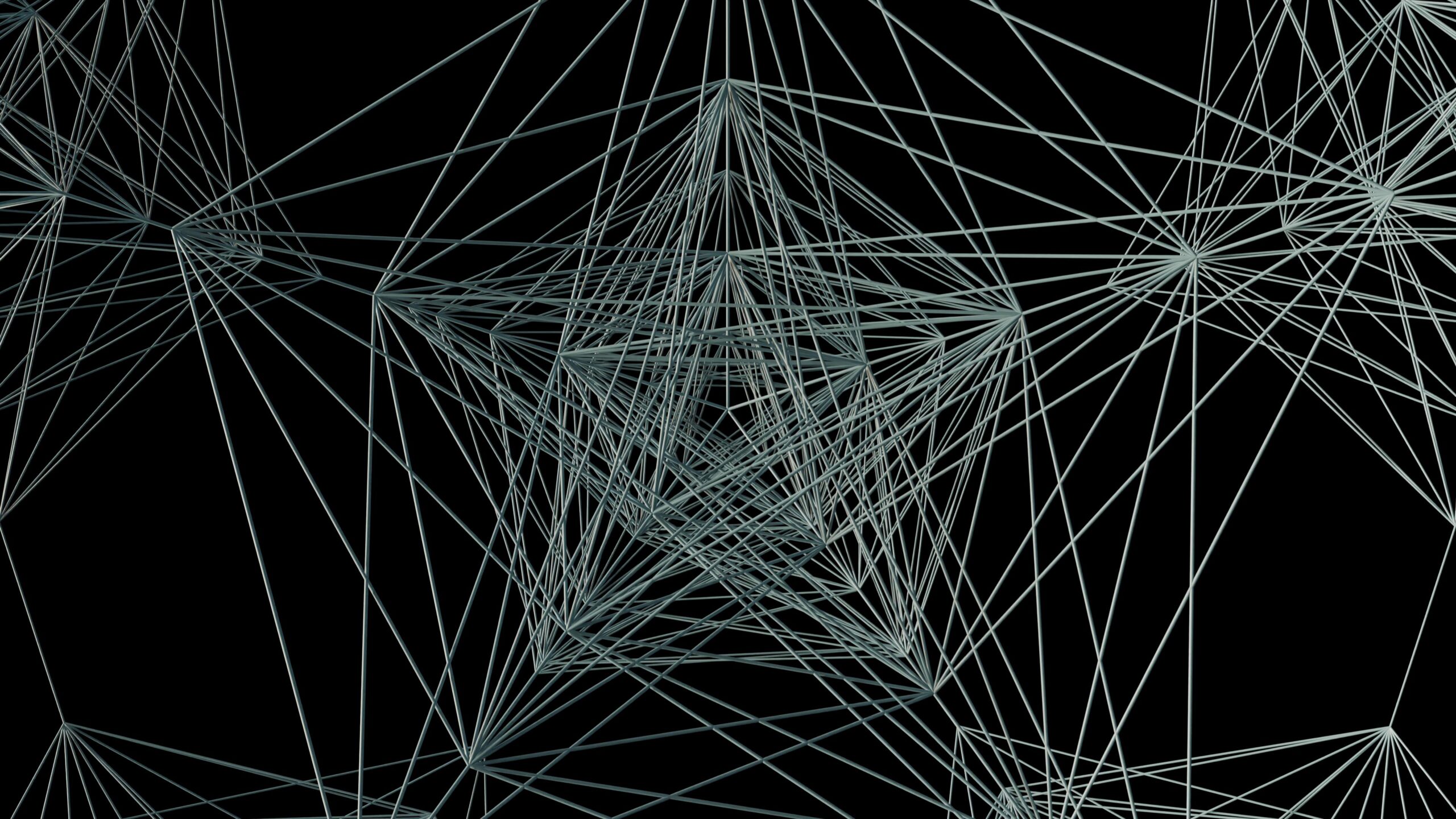 Abstract glowing geometric network on dark background