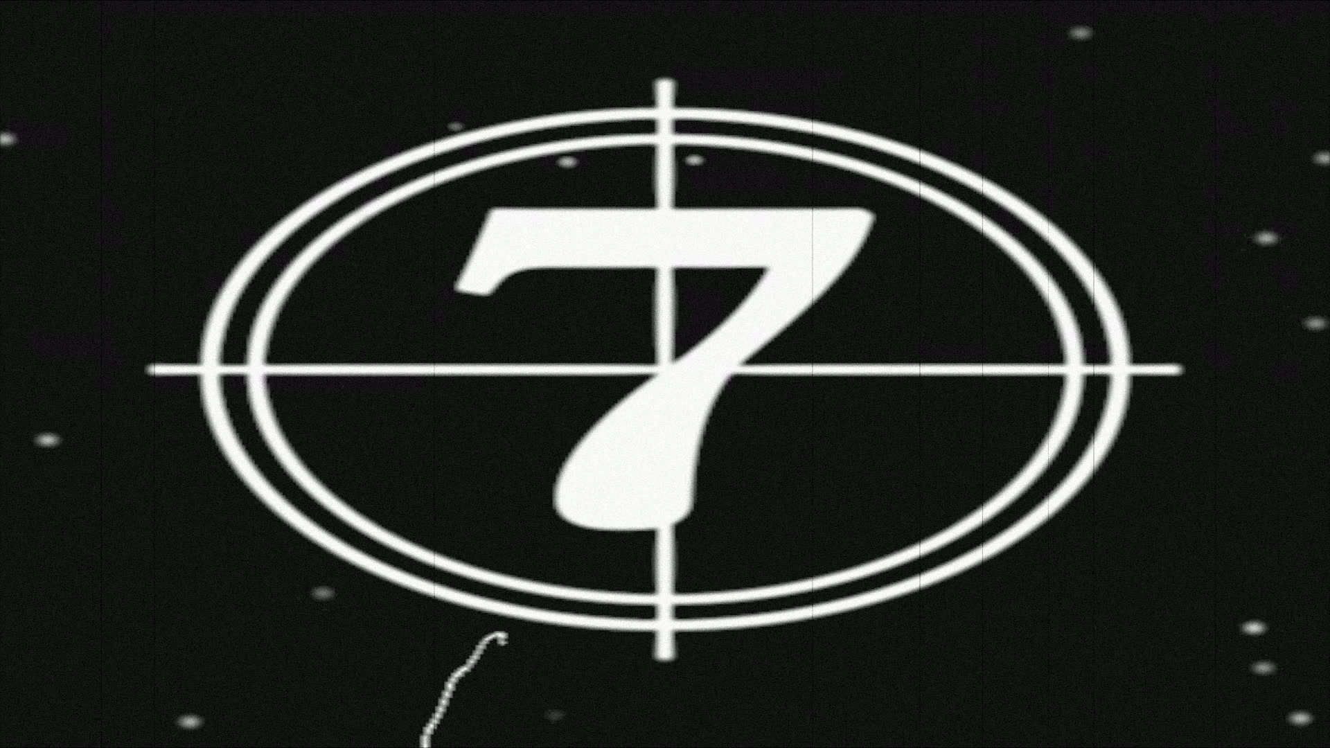 Vintage film countdown featuring numbers with white concentric circles and crosshairs on a black background, reminiscent of classic cinema and projection reel transitions.