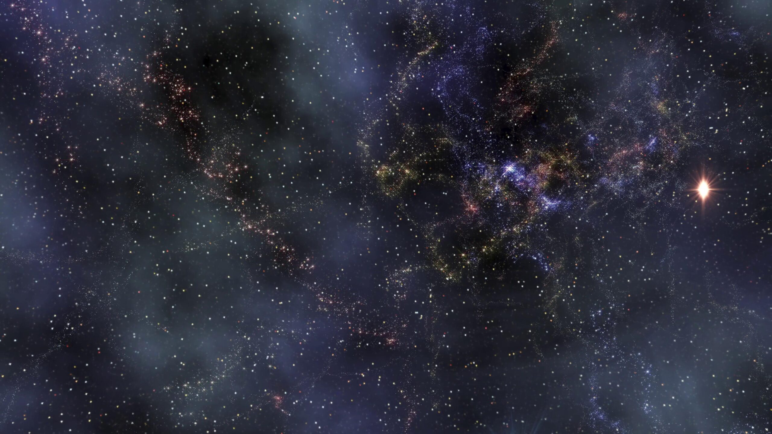 4K video loop space journey through a breathtaking array of stars scattered across deep space.