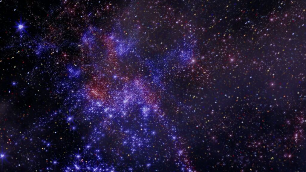 A vibrant cosmic looping video filled with colorful stars, nebulae, and celestial patterns illuminating the dark expanse of space.