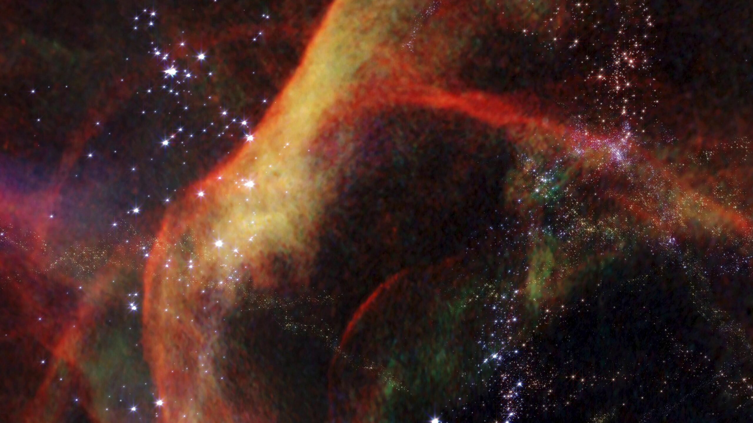 Vibrant galaxy swirls glowing nebulas space exploration astronomy wonders deep cosmos.